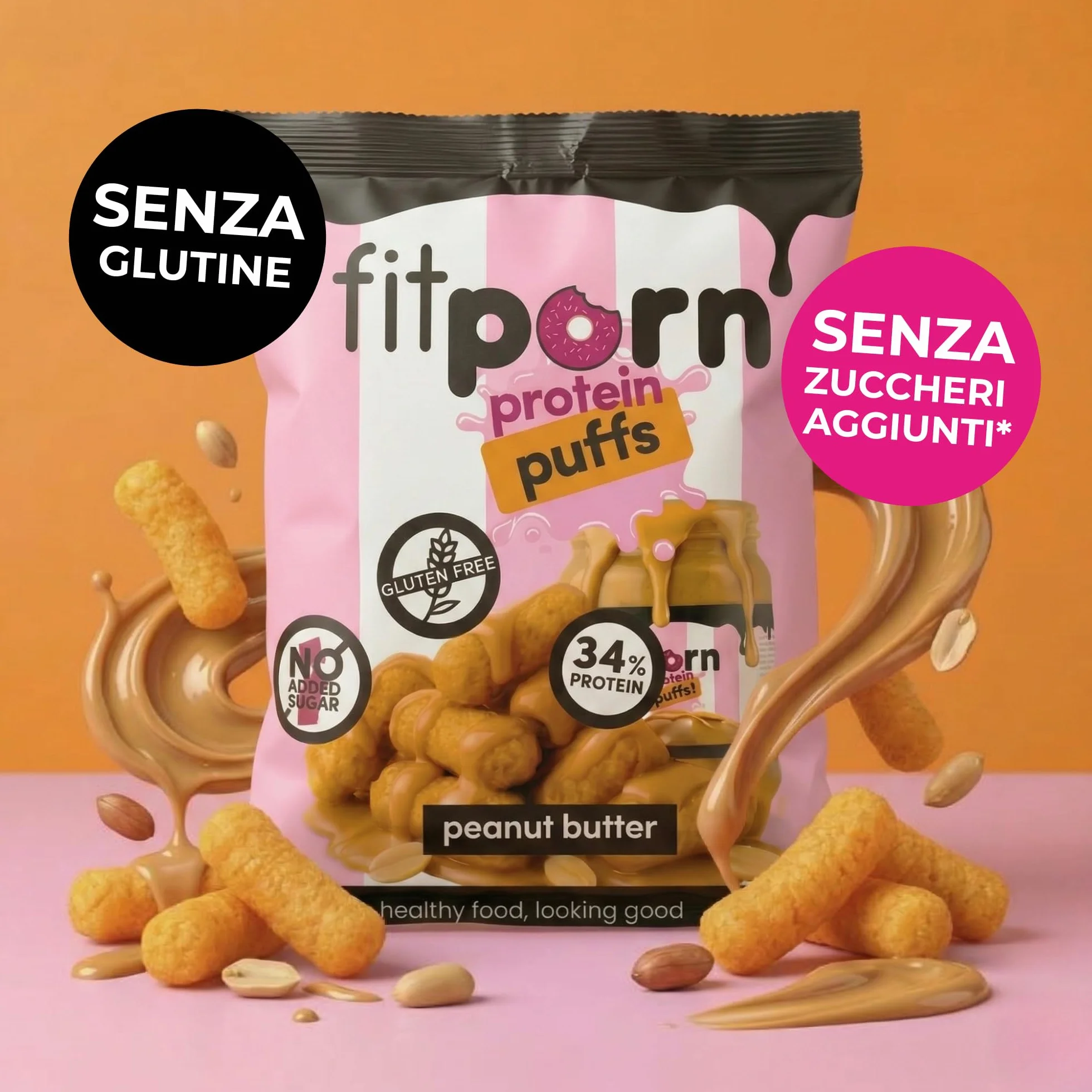 Protein Snack - Golose Patatine Proteiche con 34% di Proteine, Patatine Senza Glutine, Senza Zuccheri Aggiunti e Olio di Palma, Gusto Burro di Arachidi, Ideale per Spuntino Fit, Vegan, 6x50g