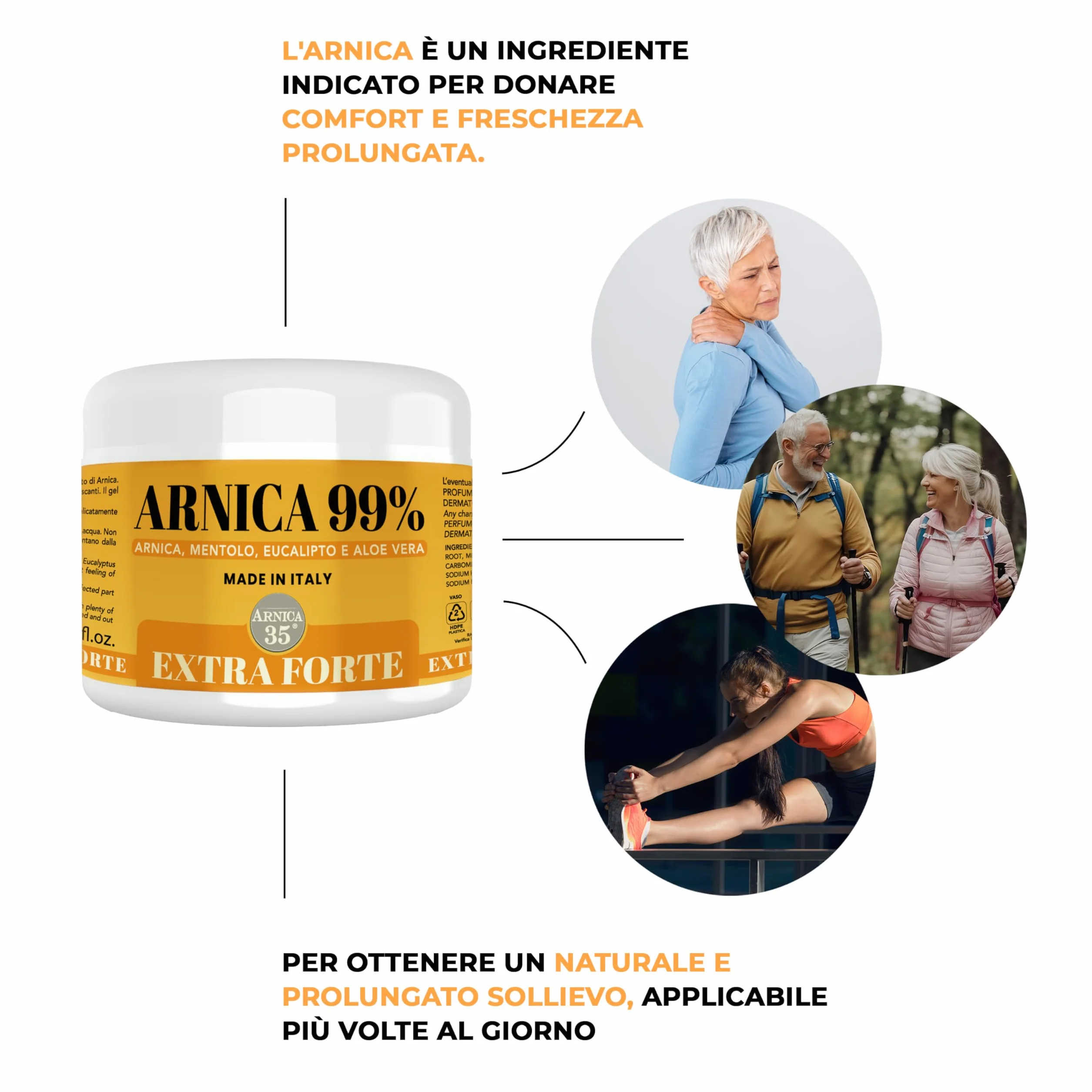 Arnica Gel Extra Forte 99% Effetto Freddo 500 ml per Massaggio Cervicale Muscolare Articolare con Mentolo Eucalipto Aloe Vera Made in Italy