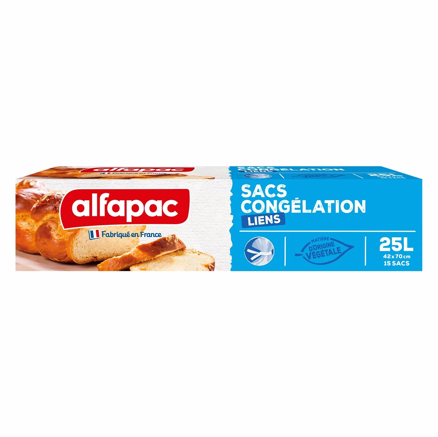Alfapac - Set di 15 sacchetti per congelazione, materiale di origine vegetale, formato XXL, prodotto in Francia, 42 x 70 cm