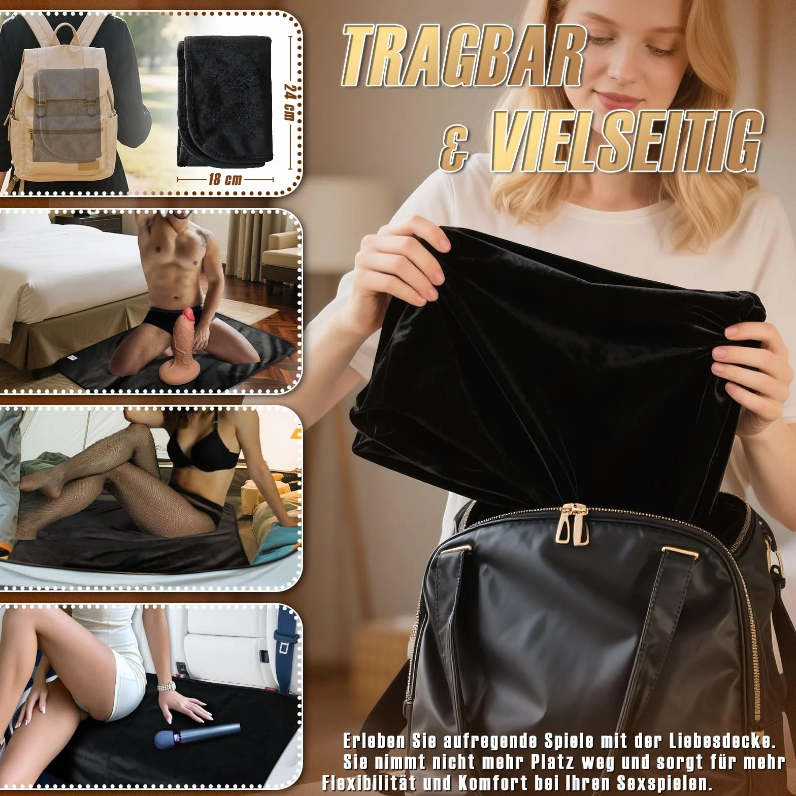 Love Blanket Coperta Impermeabile 3 Strati Tappetino Sessuale Morbido Antimacchia Reversibile Anti-Perdita Lavabile 91 x 66 cm