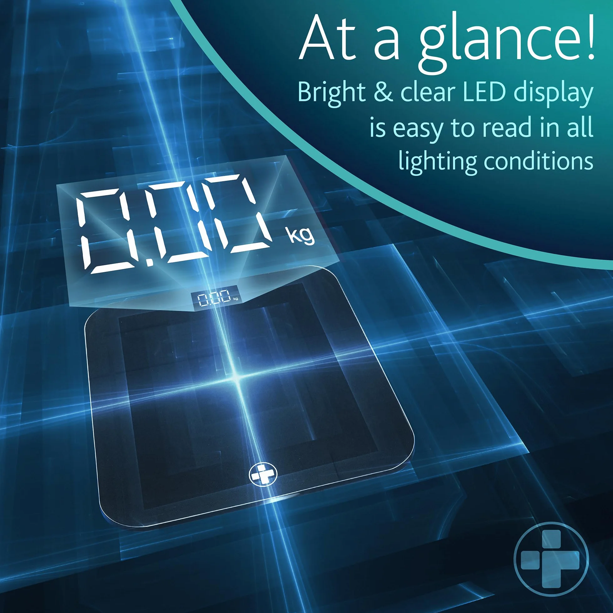 Reliance Medical Bilancia Digitale Pesapersone Professionale Display LED 26cm x 26cm x 2,3cm