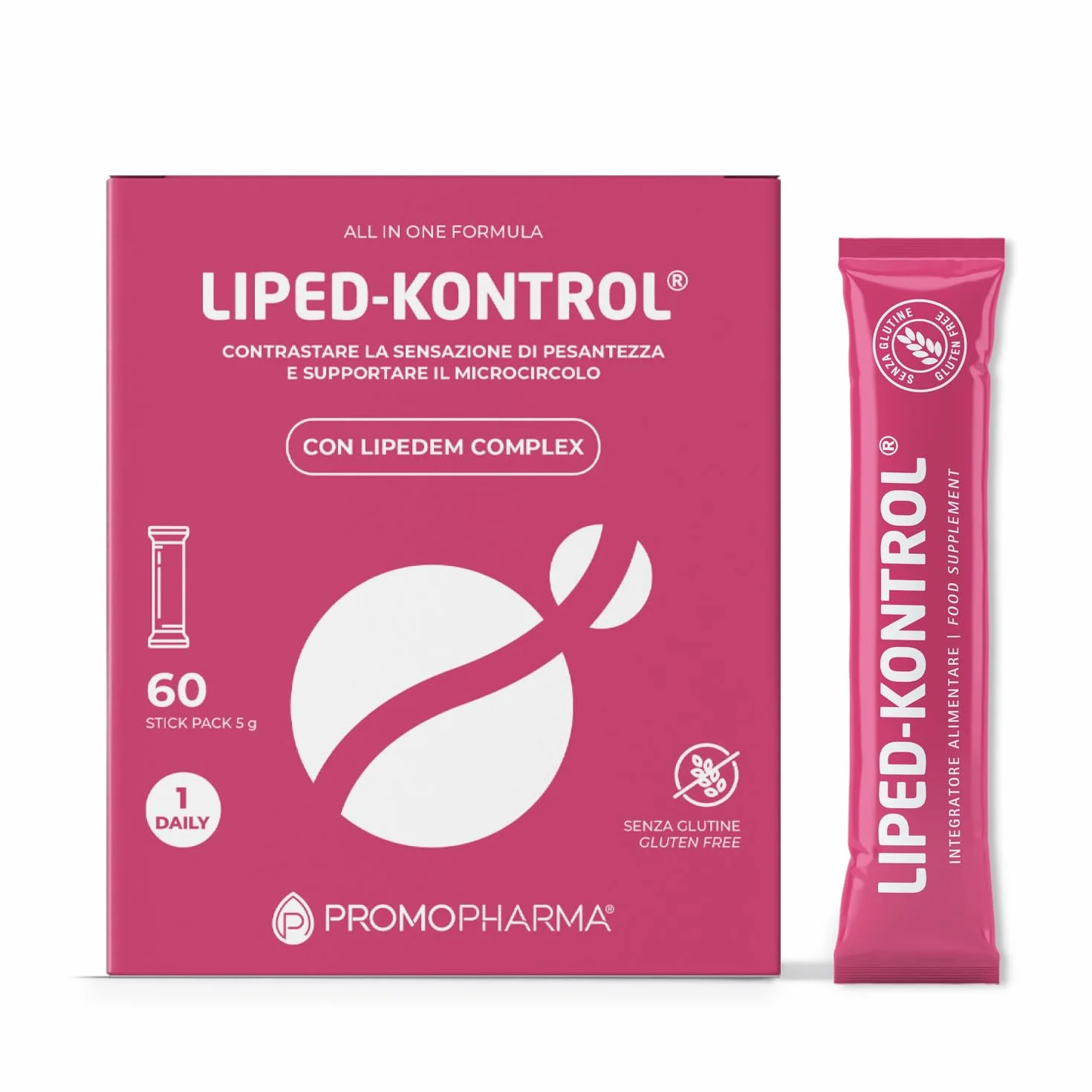 Liped-Kontrol Integratore Microcircolo Lipedema Linfedema Drenante Gambe Pesanti Anti-Cellulite Collagene Idrolizzato Acido Ialuronico Bromelina 60 stick pack 5g