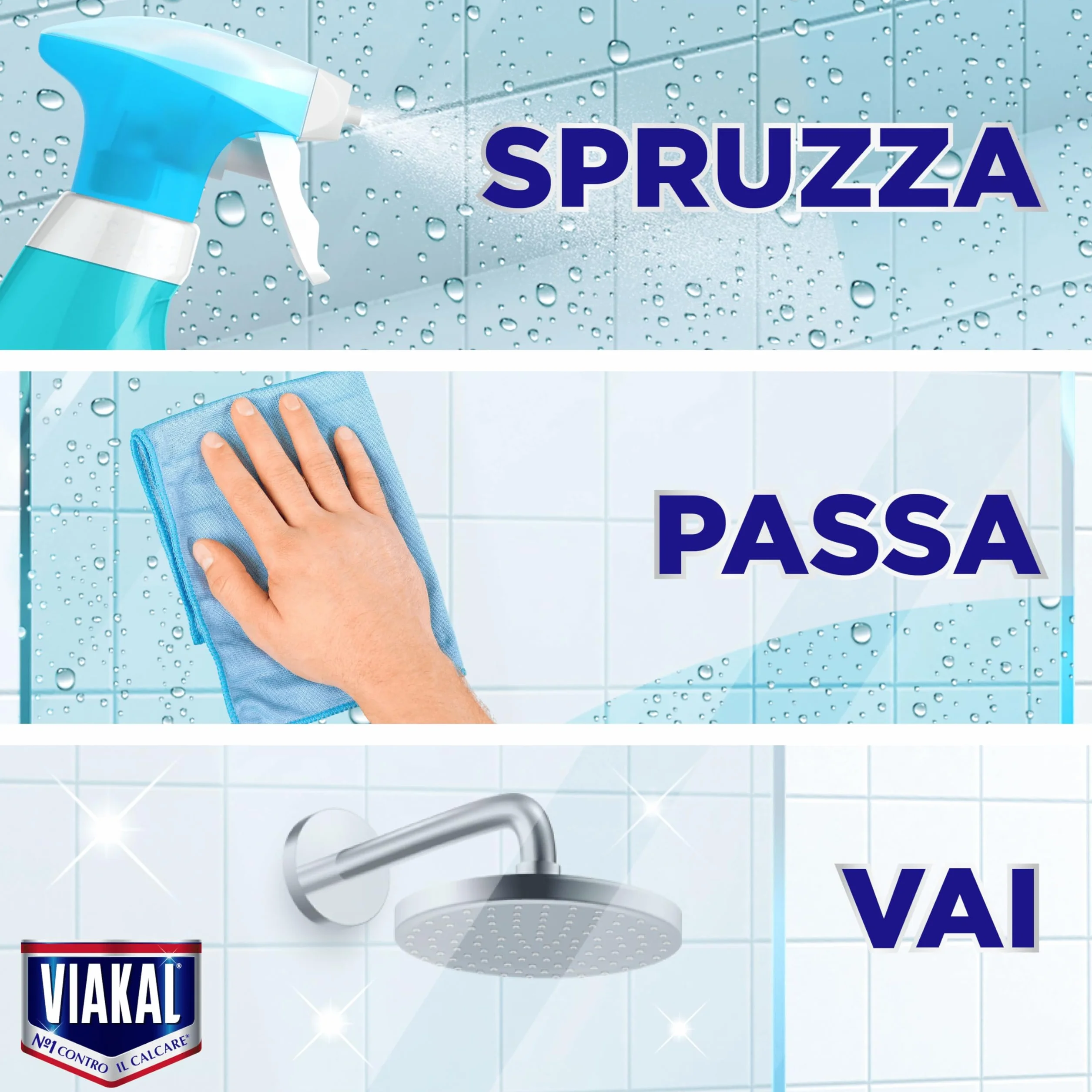 Viakal Vetro Doccia Express Spray 720ml Fiori bianchi Senza Risciacquo