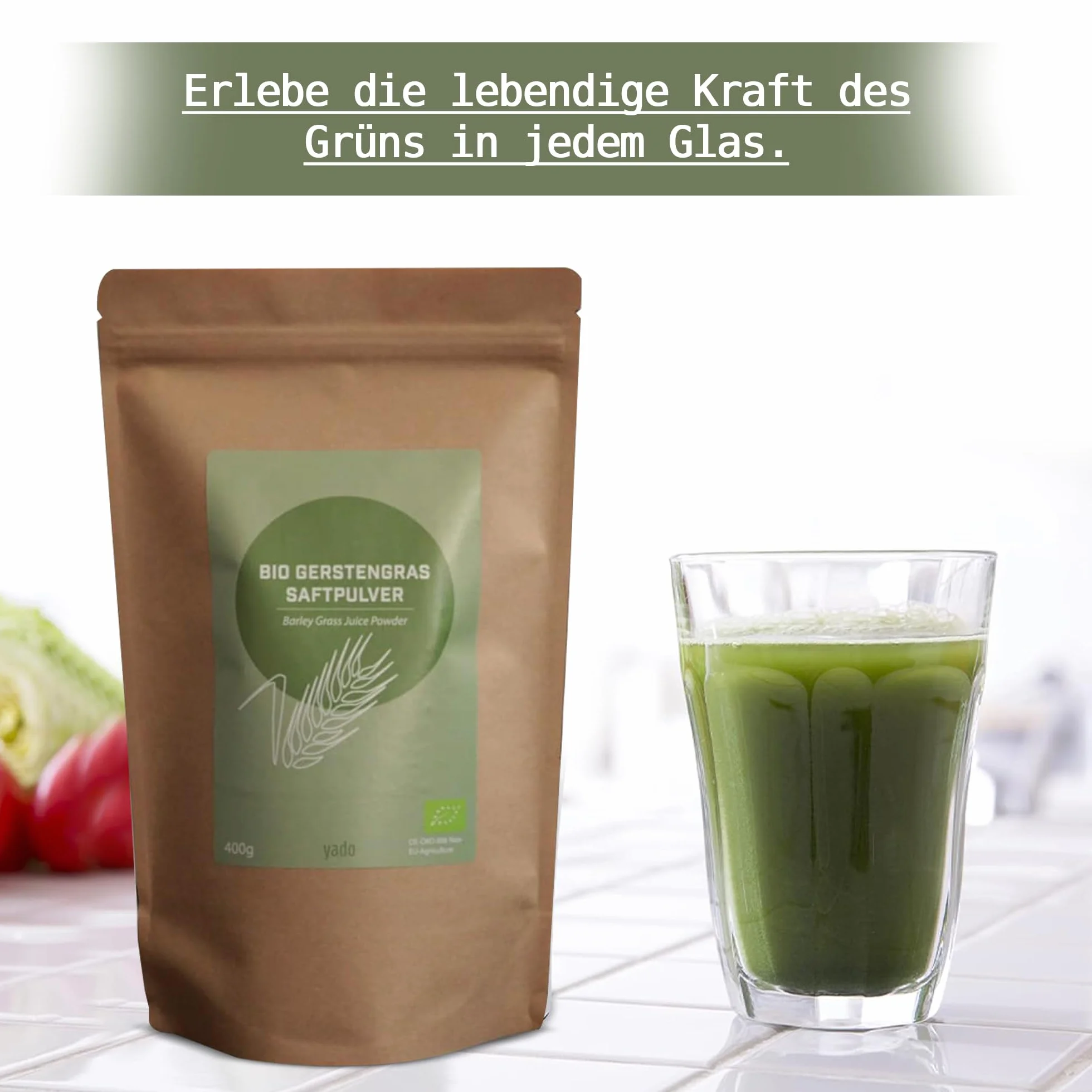 Succo d'erba d'orzo biologico in polvere | certificato di alta qualità | Barley Grass Juice Powder | 100% polvere d'erba d'orzo | La nutrizione secondo Anthony William (200 g)