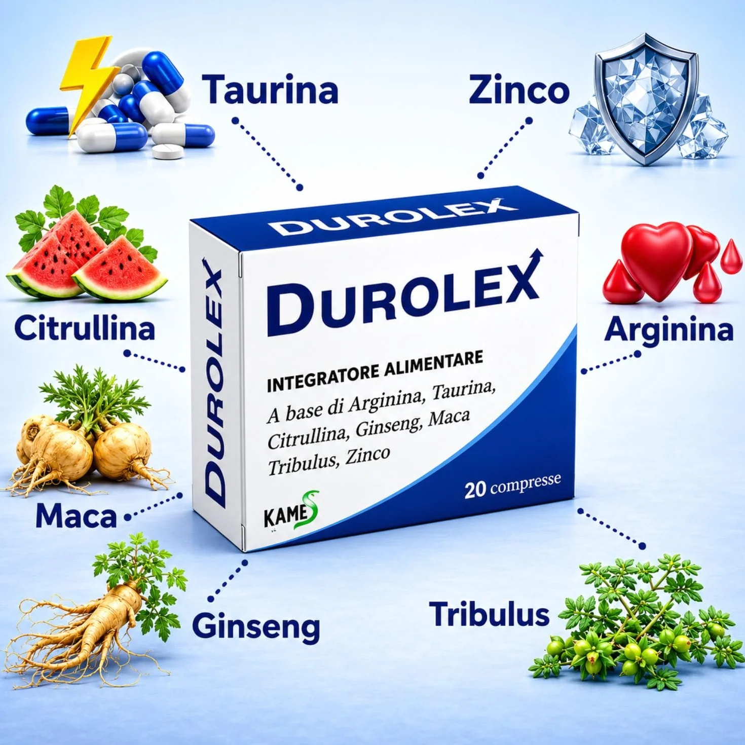 Integratore Naturale con Arginina Taurina Citrullina Ginseng Maca Tribulus Terrestris per Benessere Muscolare