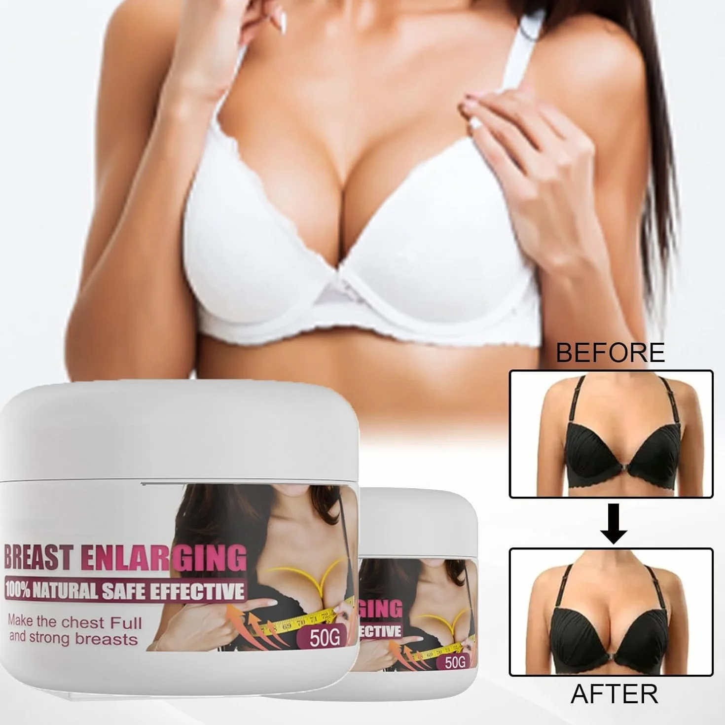 Crema per l'aumento del seno rimpolpante 50 g 2 pezzi
