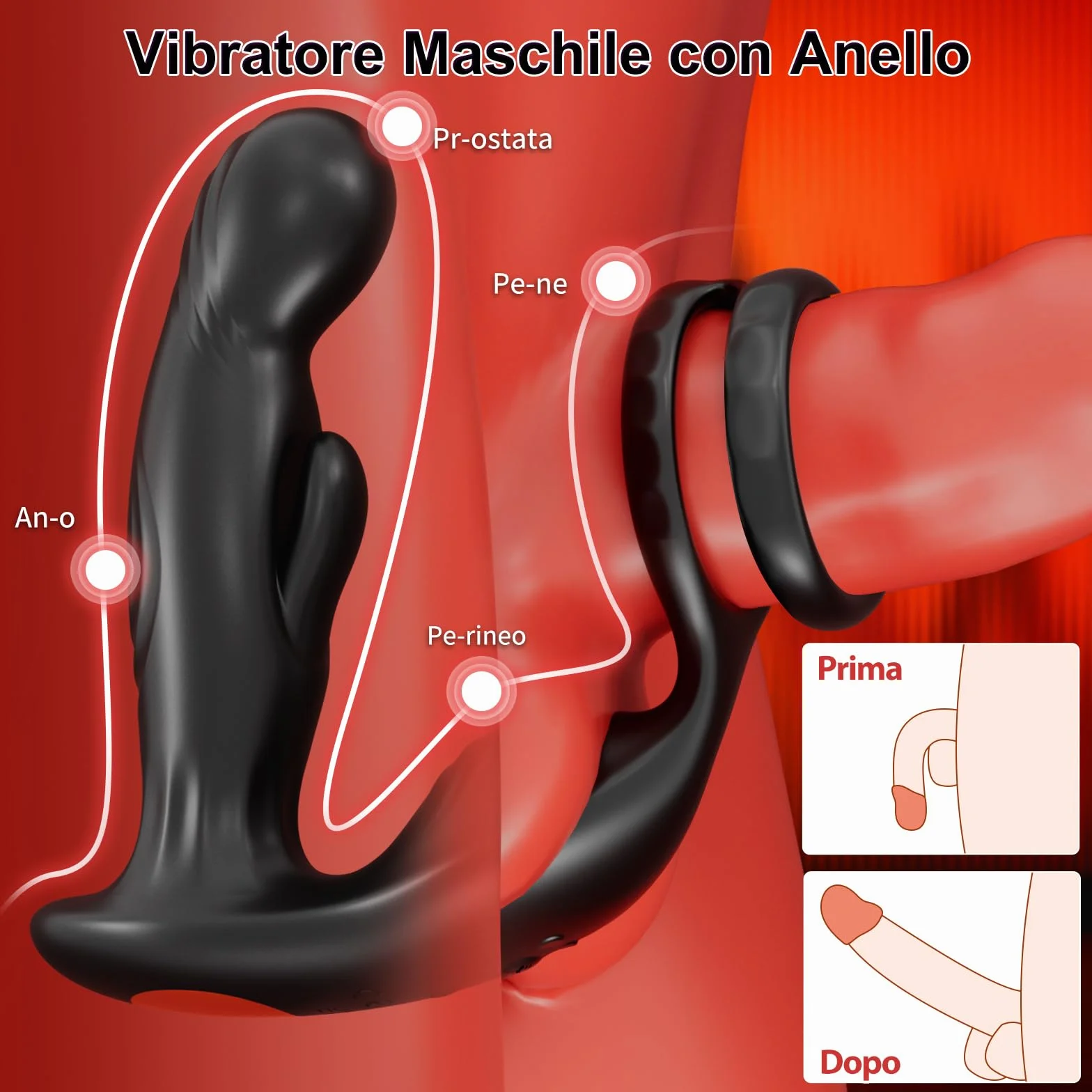 Vibratore Anale Sex Toy Uomo - Vibratore con APP Telecomando, Massaggiatore Prostatico Vibratore per Uomo con 10 Modalità di Vibrazione e 10 Modalità di Oscillazione, Toys Sessuali per Uomini