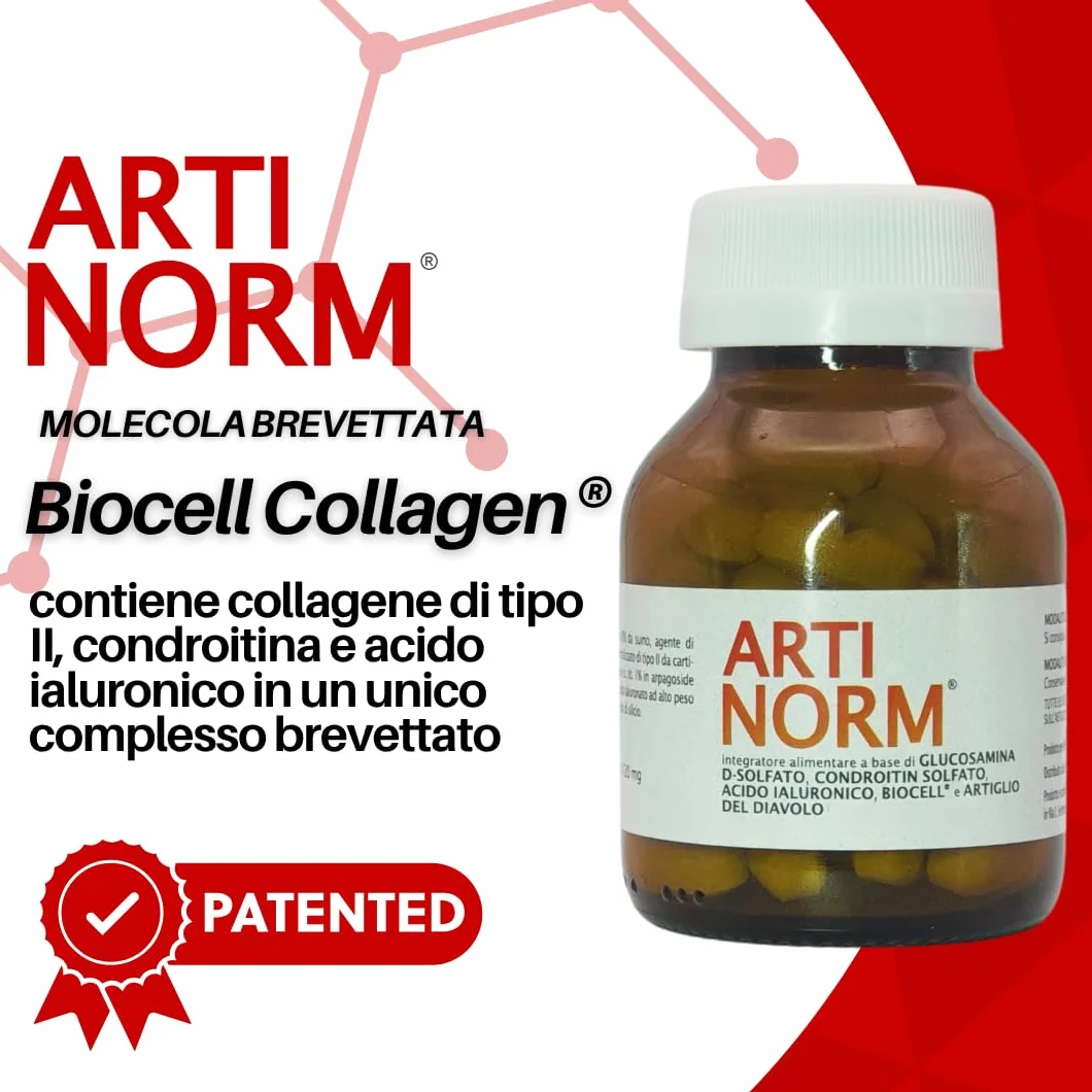 ARTINORM Integratore Alimentare – 60 Compresse con Glucosamina, Condroitina, Acido Ialuronico e Collagene BioCell