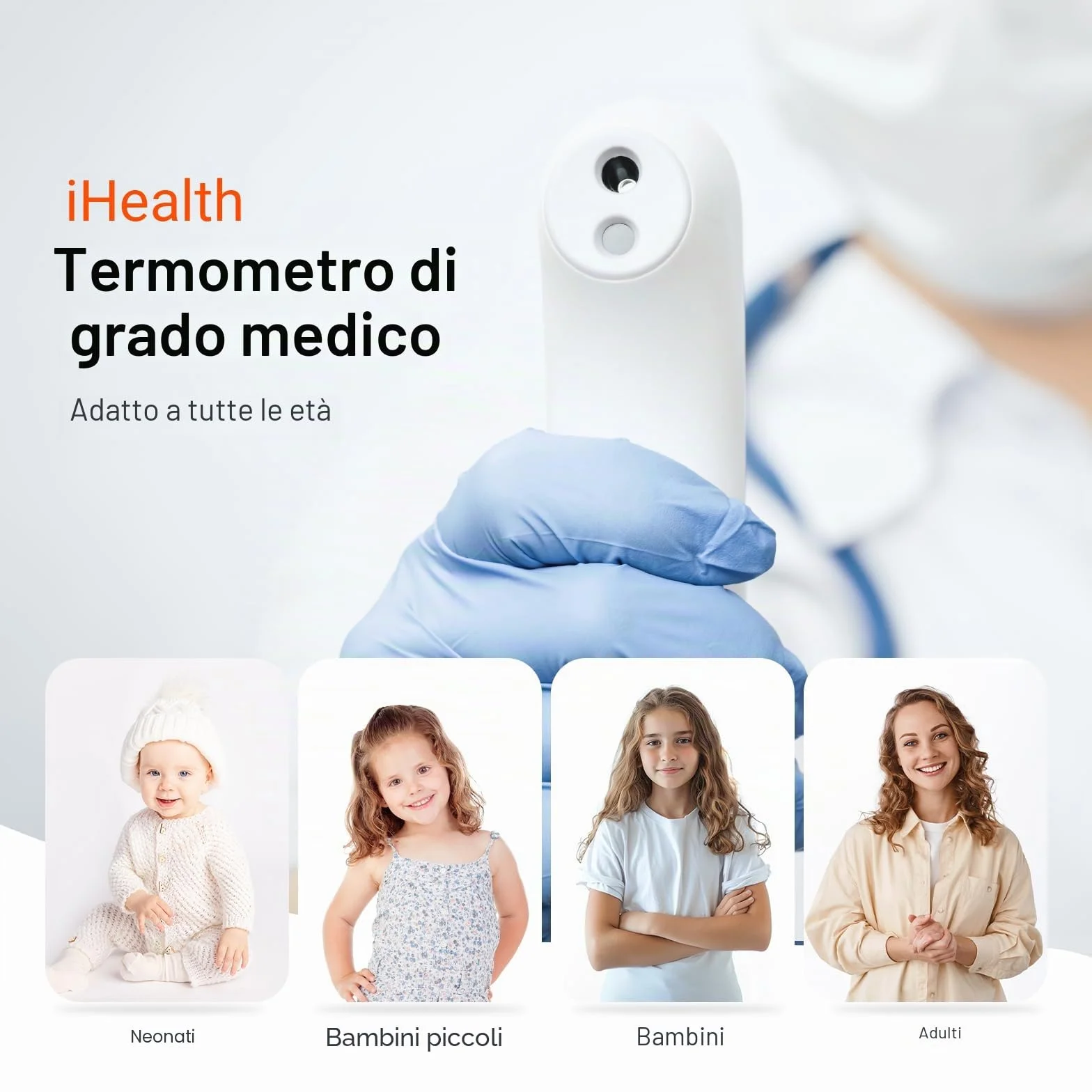 iHealth termometro della fronte a infrarossi digitale senza contatto per adulti e bambini con 3 sensori