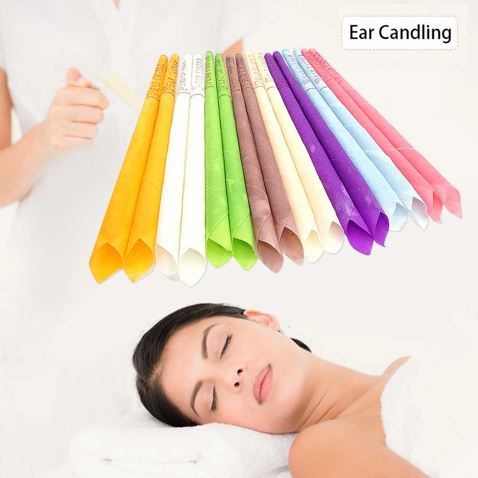 16 PCS Coni per orecchie, Candela di cera d'api, Candele Coniche Cave, Protezione per le orecchie con 6 gusci di candele (8 colori)