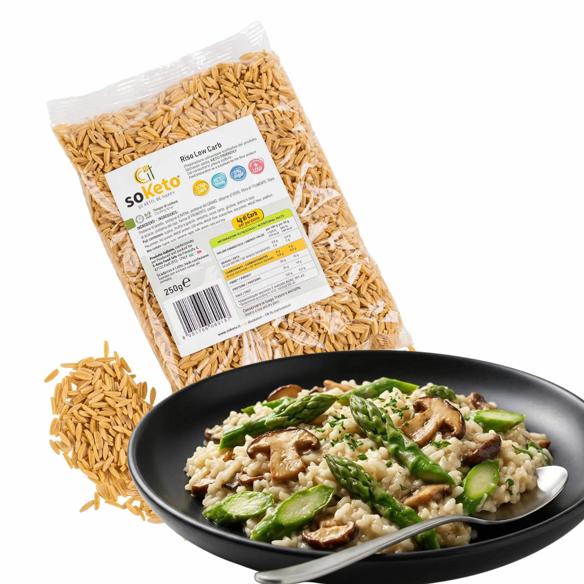 Riso chetogenico e low carb per dieta chetogenica o con pochi carboidrati (250 grammi)