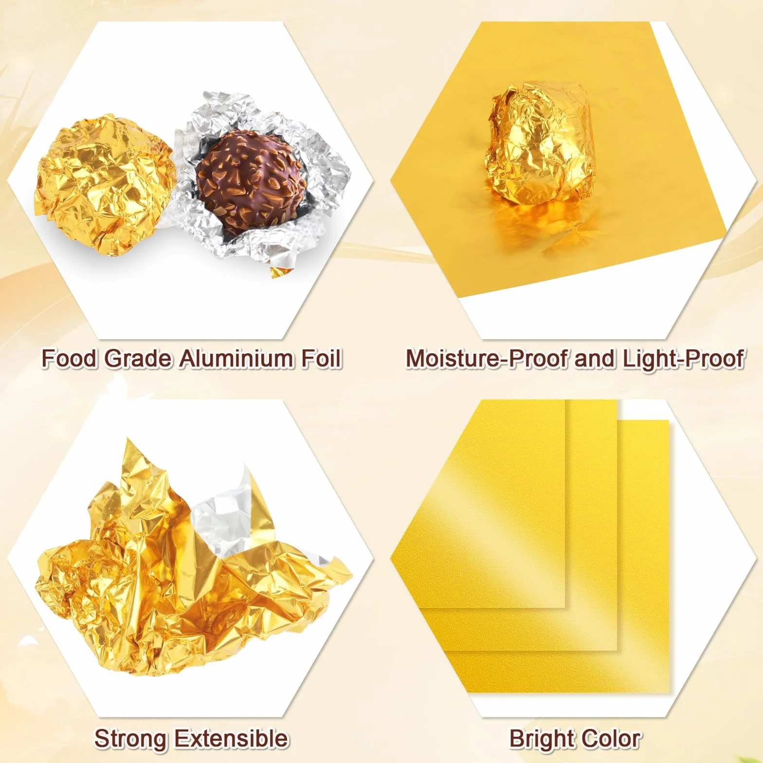 100 pezzi di carta per imballaggio al cioccolato, carta d'oro, 20 x 20 cm, confezione per cioccolato, qualità alimentare, foglio di alluminio dorato per caramelle fatte in casa, barrette di