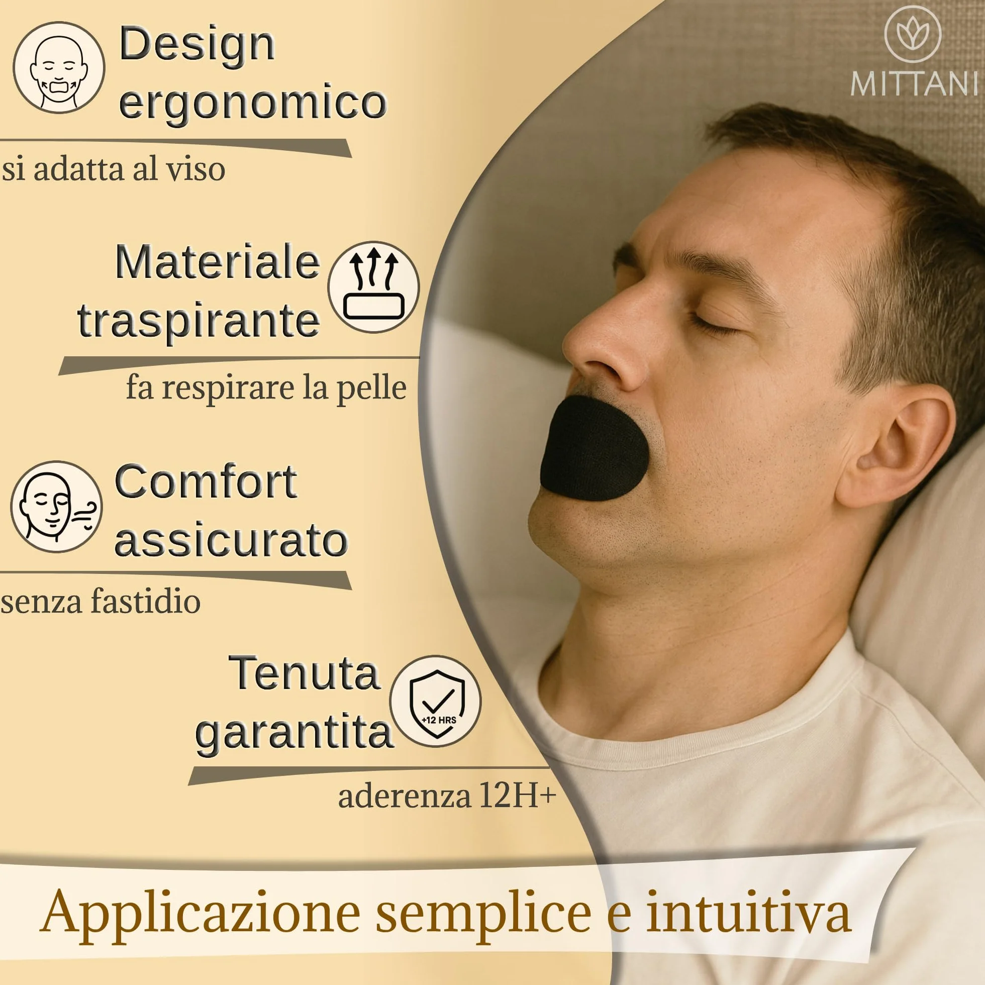 MITTANI® Cerotti Bocca per Dormire Antirussamento Respira Bene Respirazione Nasale