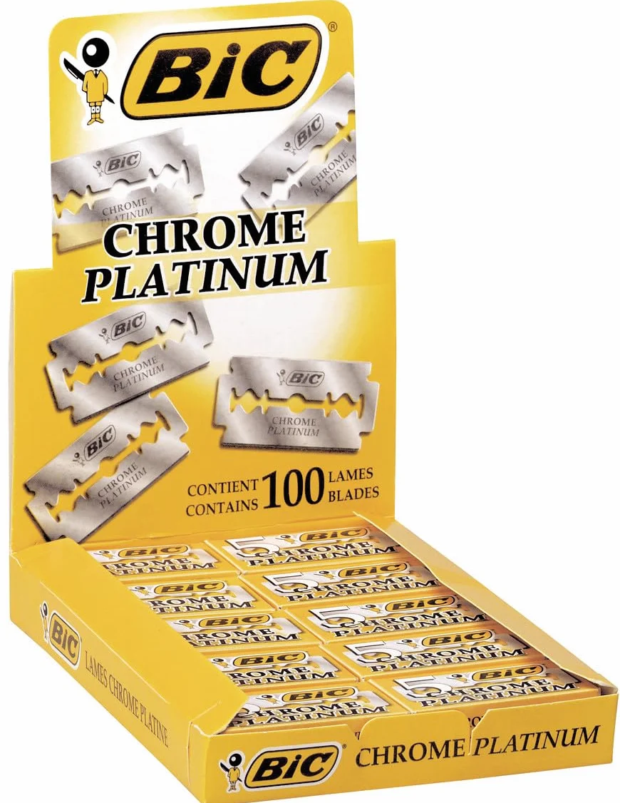 BIC Chrome Platinum lame monouso singole a doppio bordo, rasoi di sicurezza - 5 confezioni da 20 pezzi