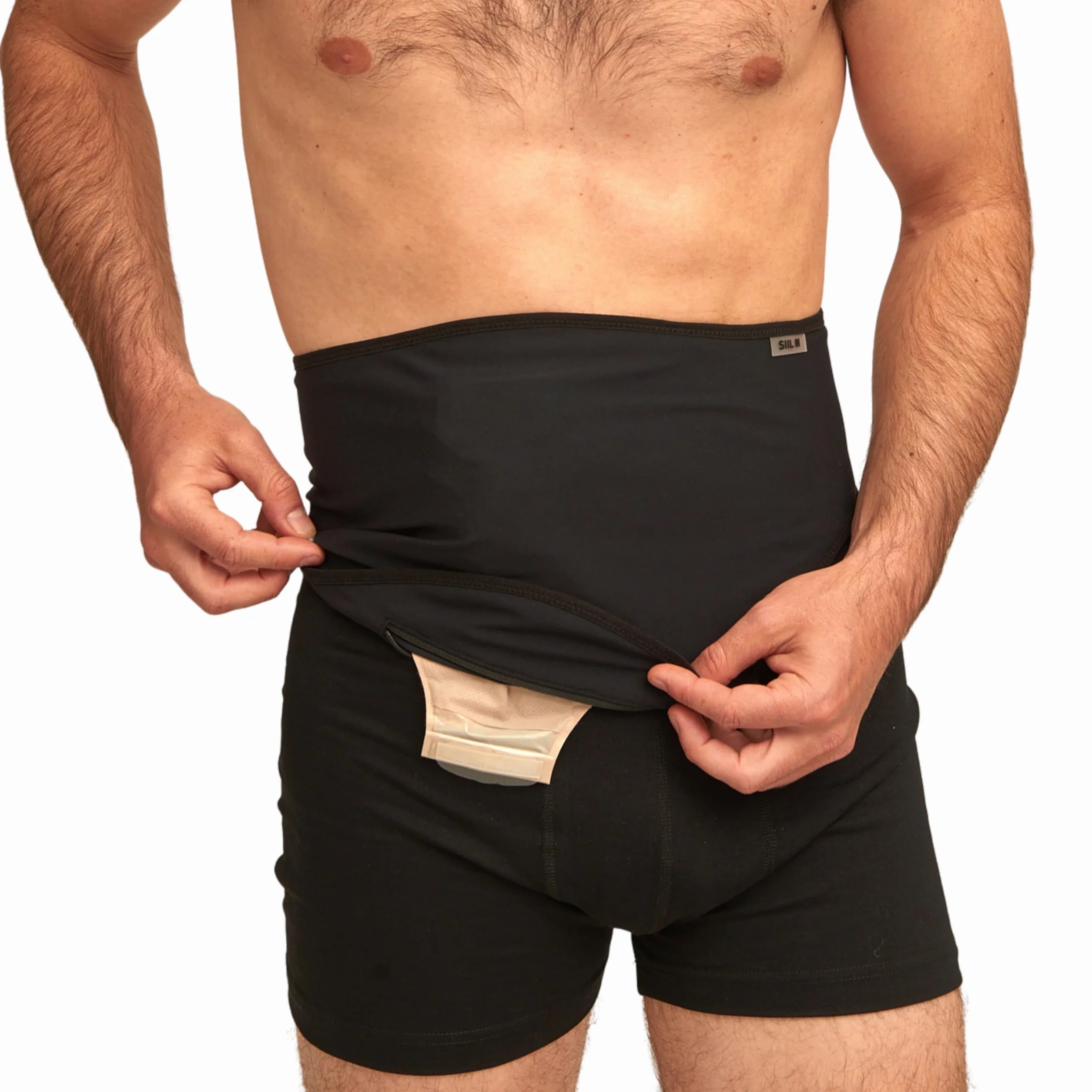 SIIL Cintura per stomia Nero Ostomy | Cintura di Supporto per stomia | Sport e Nuoto | Copri Sacca per stomia | Tasca Interna per Contenere la Sacca per stomia