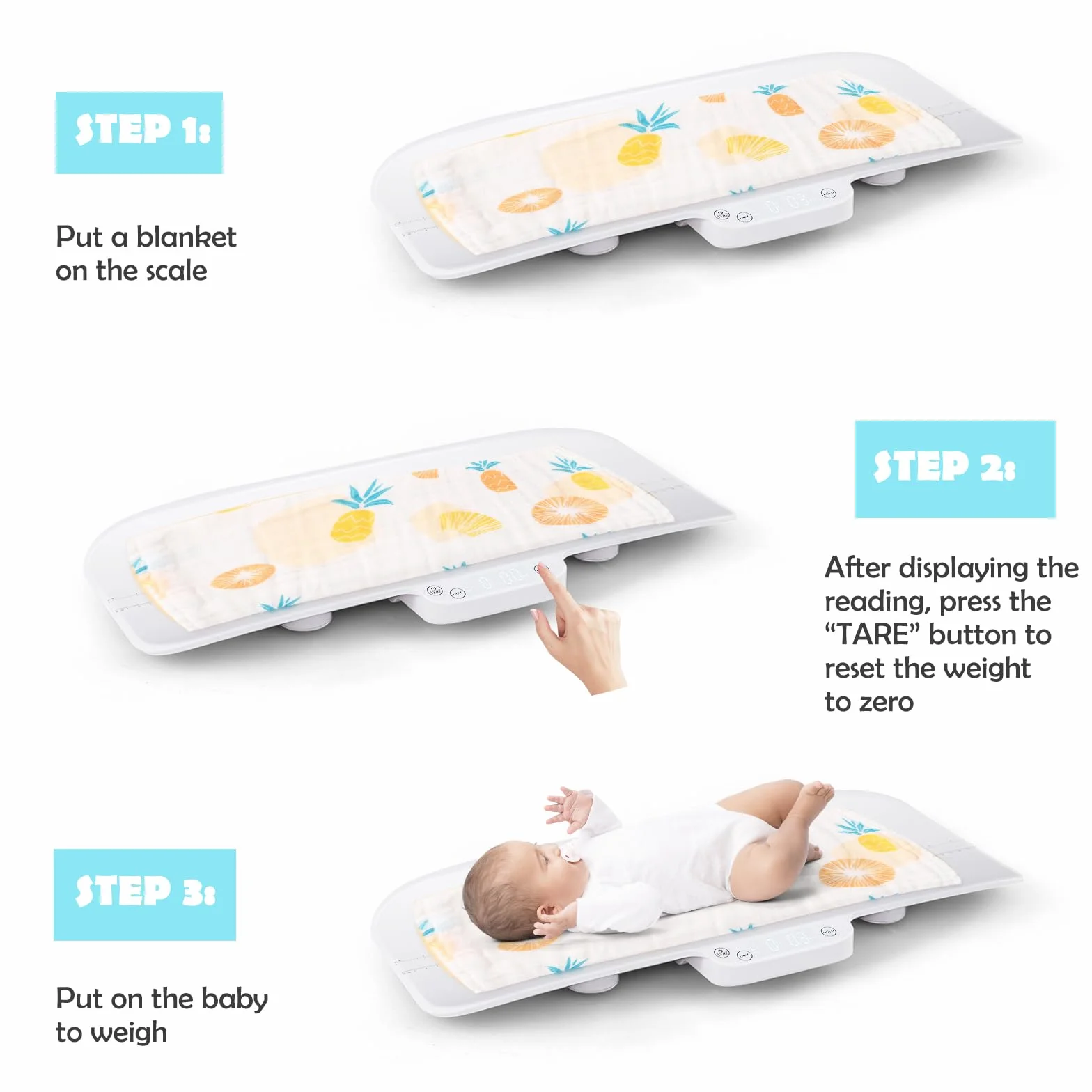 LIFEZEAL Bilancia Neonati 30kg con Misura Altezza, Schermo LED, Tare, Antiscivolo