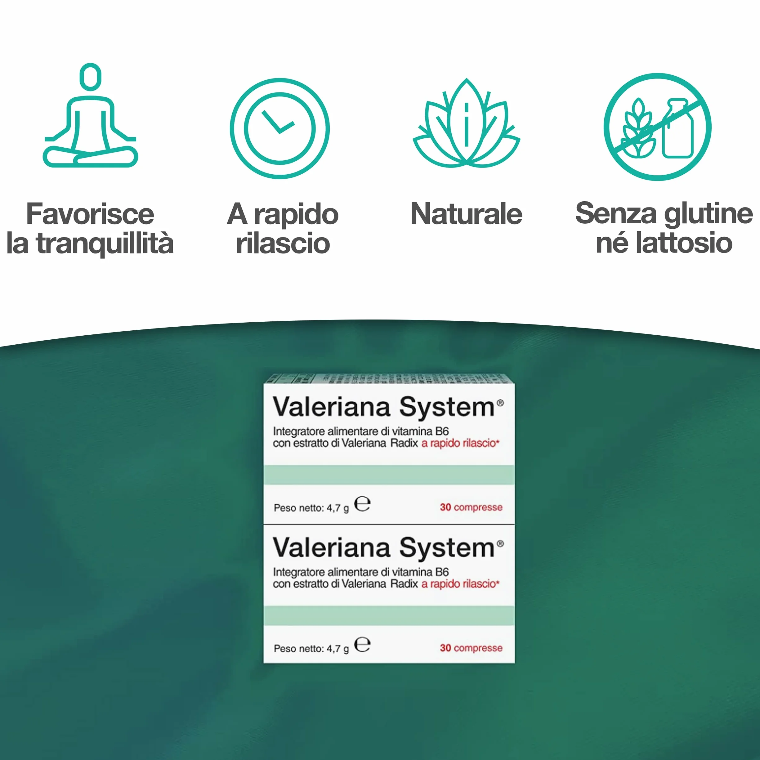Integratore Alimentare Valeriana e Vitamina B6, Rimedio Naturale per Ansia e Insonnia, 30+30 Compresse
