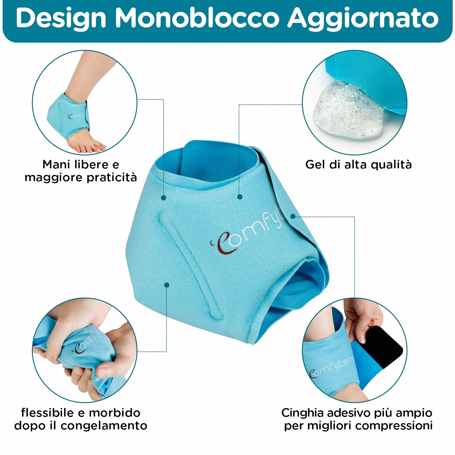 Comfytemp Manicotto refrigerante per piedi e caviglie, in gel refrigerante (1 pezzo), per tendine d'Achille, gonfiore