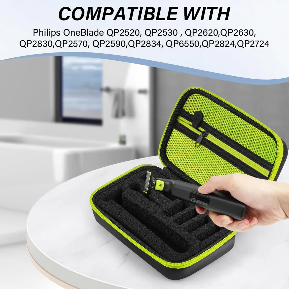 Custodia per Philips O Blade QP2520 QP2530 QP2620 QP2630 QP6550 Borsa Rigida in EVA da Viaggio Verde