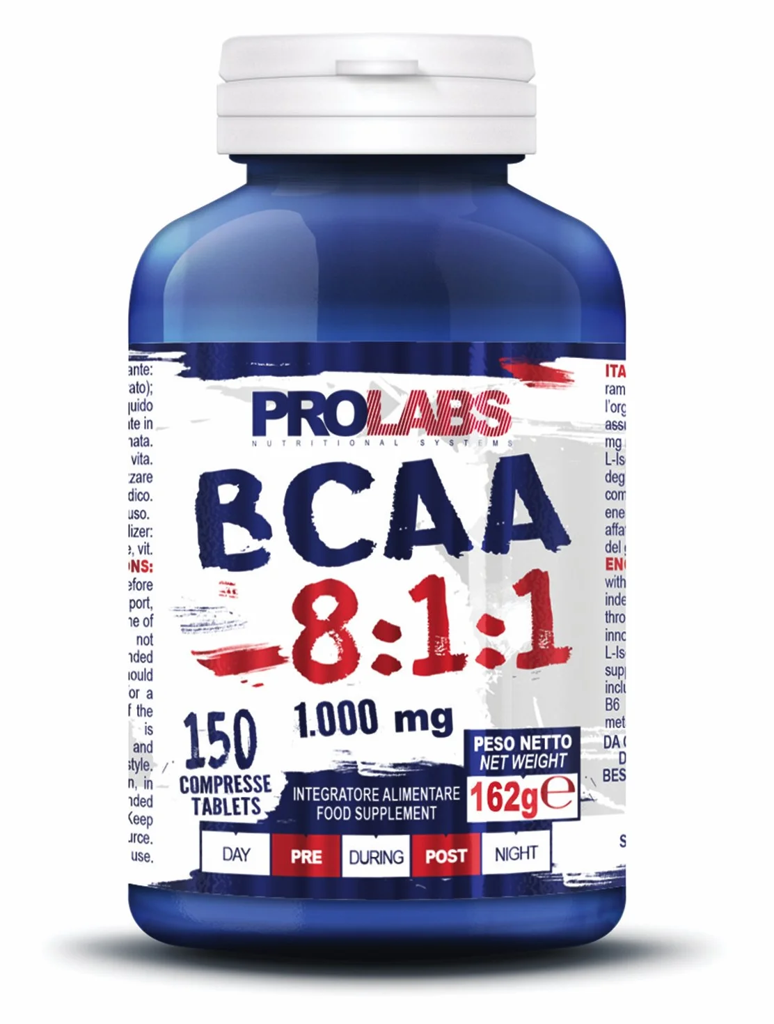 PROLABS – Bcaa Aminoacidi Ramificati Compresse 8.1.1, Amminoacidi 100% Veg con Vitamina B6, B1 e L-Leucina (8 parti) Crescita e Recupero Muscolare, Integratore Post e Pre Workout, 150 Tablet (1000 mg)