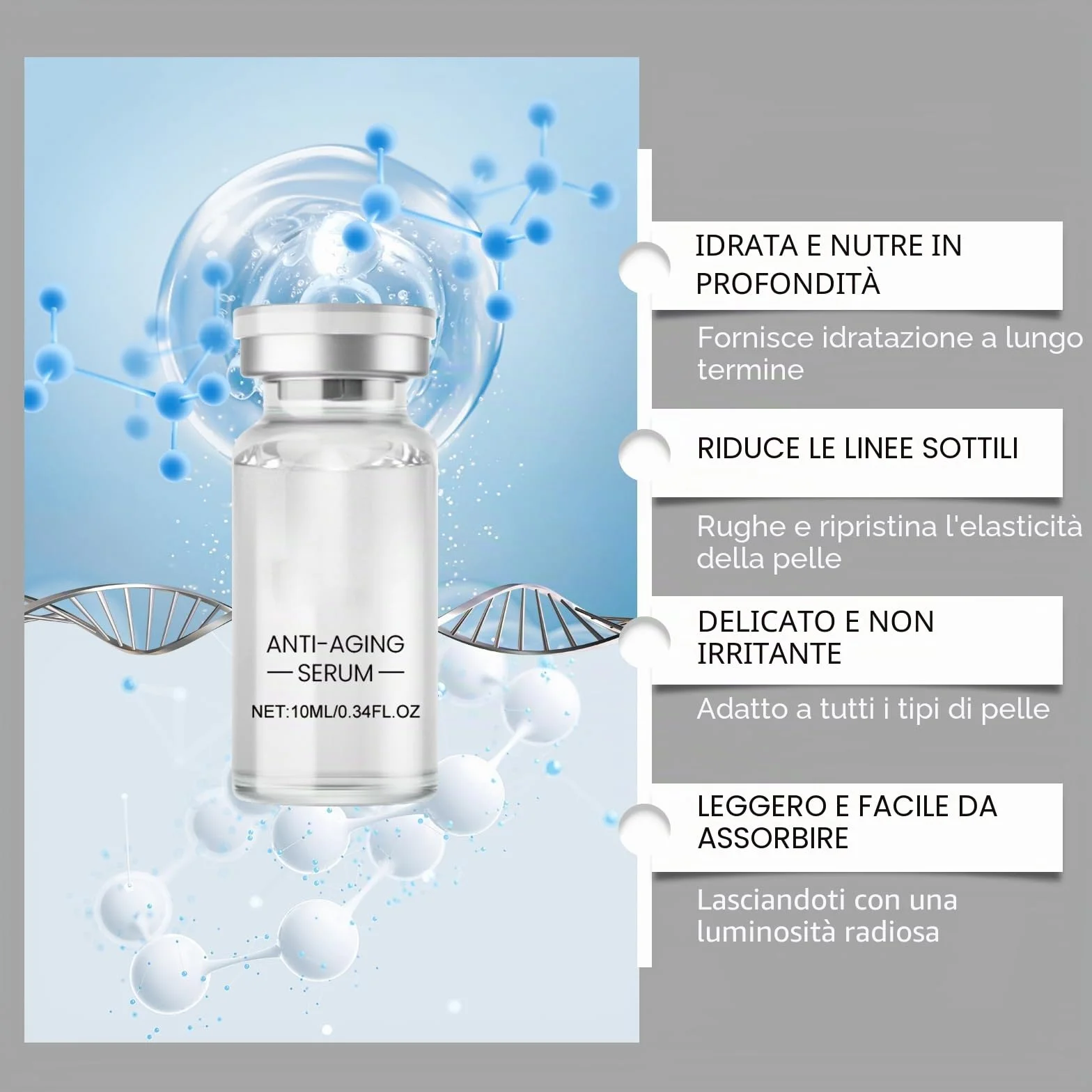 Sistema di Microinfusione Viso e Labbra con Acido Ialuronico Intensivo, Idratante e Antirughe