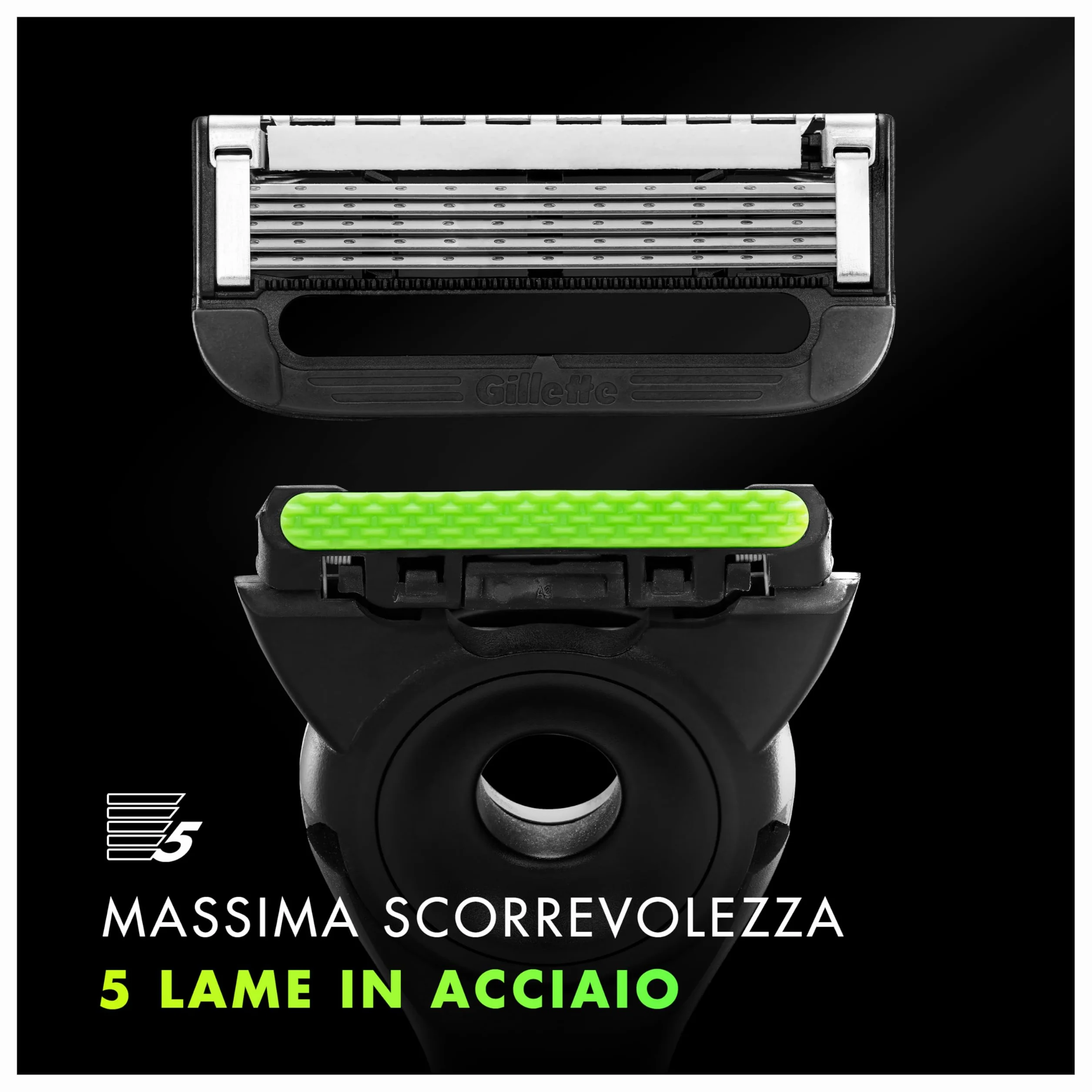 Gillette Labs Rasoio Barba Manuale con Barra Integrata, 1 Manico, 5 Lamette Gillette di Ricambio, con Base Magnetica, Grigio, Rasoio Barba e Lamette di Ricambio