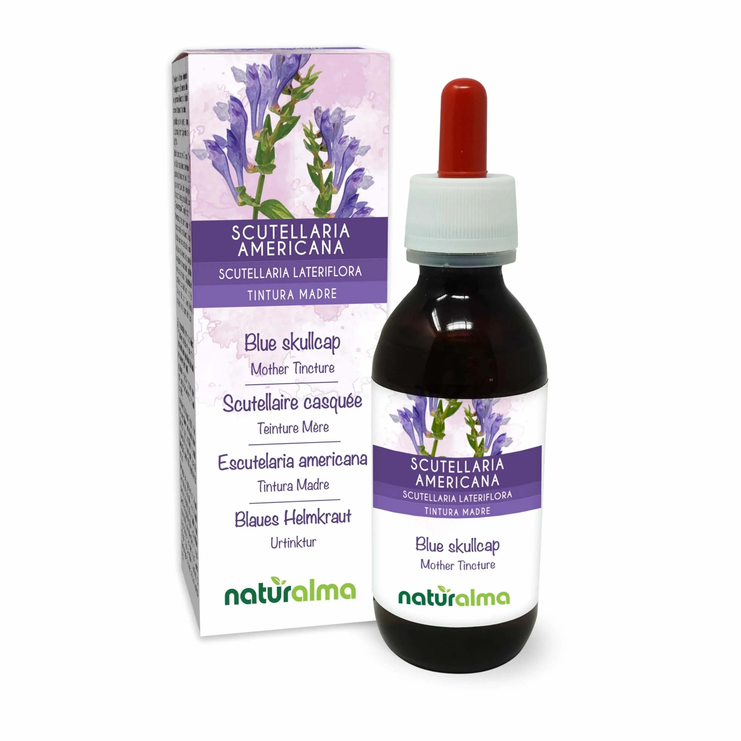 Scutellaria americana o scutellaria della Virginia (Scutellaria lateriflora) erba Tintura Madre analcoolica Naturalma - Estratto liquido gocce 120 ml - Integratore alimentare - Vegano