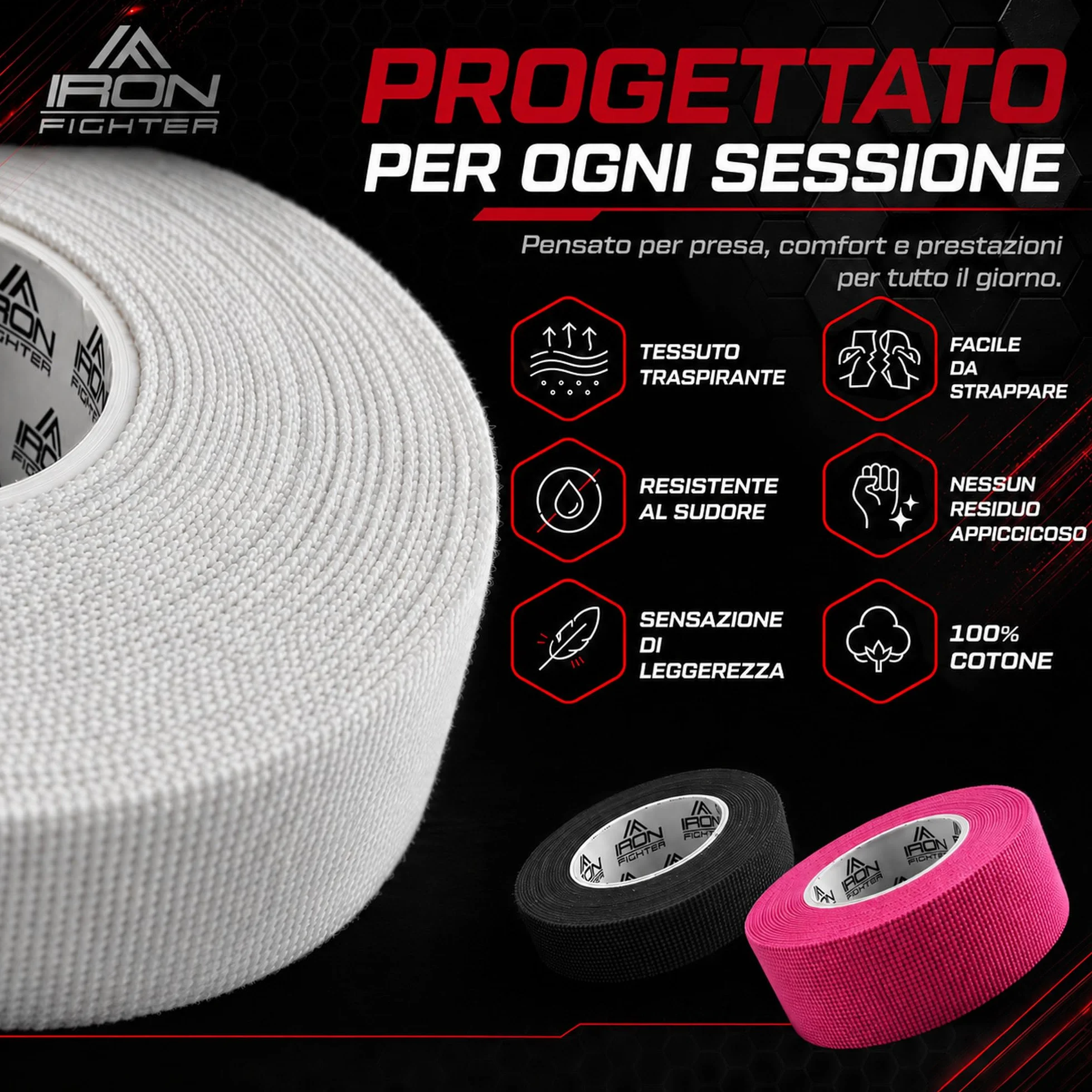 Tape Sportivo Dito 13,7m BJJ Brazilian Jiu Jitsu Arrampicata Grappling Judo Pallavolo Culturismo Taping