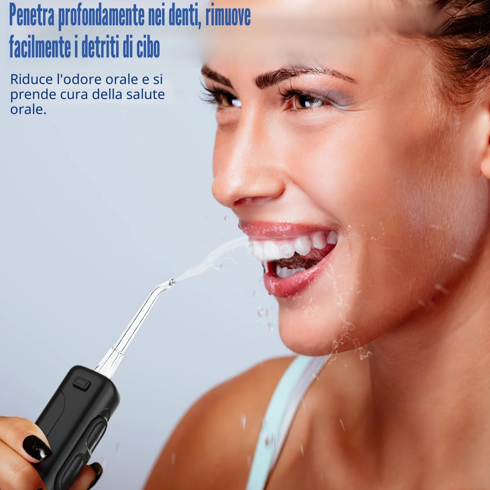 Sawgmore - Idropulsore Dentale con 10 livelli di pressione regolabili, capacità 600 ml, irrigatore orale con 5 punte multifunzione per la casa (nero)