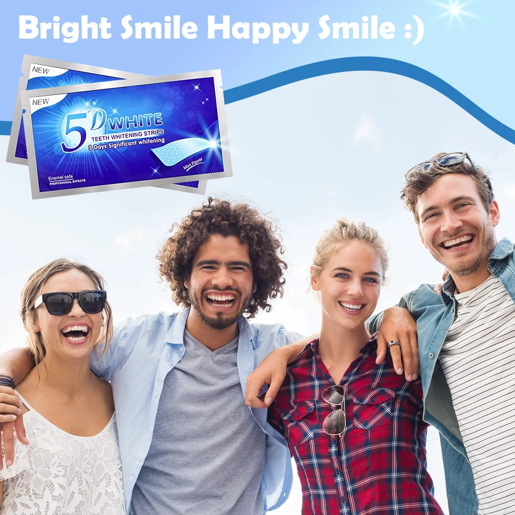 Sbiancante per Denti, 56 Strisce Sbiancanti Denti, Riduce Sensibilità dei Denti e Rimuove Macchie Dental