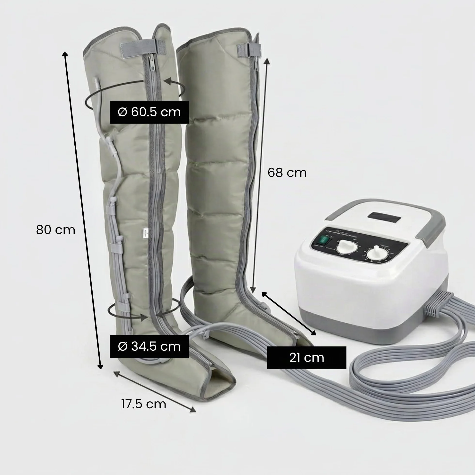 Edicare, Pressoterapia per Casa, Linfodrenaggio, Professionale, Apparecchio Massaggiatore, Gambe e Piedi, Anticellulite, 6 Camere d’aria (Dispositivo e gambali)