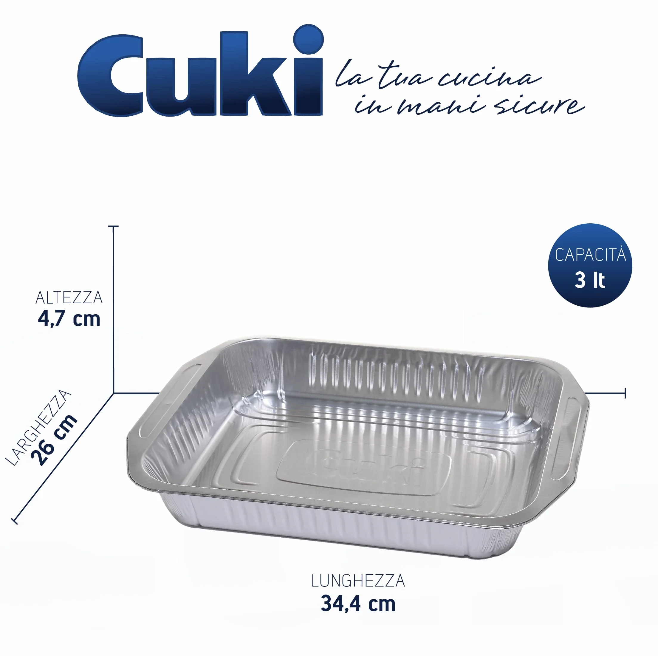 Cuki Vaschette Alluminio Ultra Forza 8 Porzioni Rettangolari 10 Pezzi