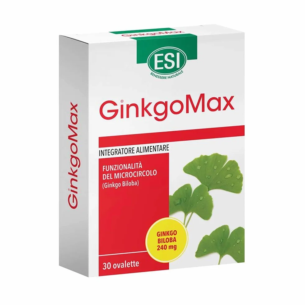 ESI Go Up GinkgoMax Integratore Alimentare Ginkgo Biloba 30 Ovalette Funzionalità Cognitive Microcircolo Senza Glutine Vegetariano