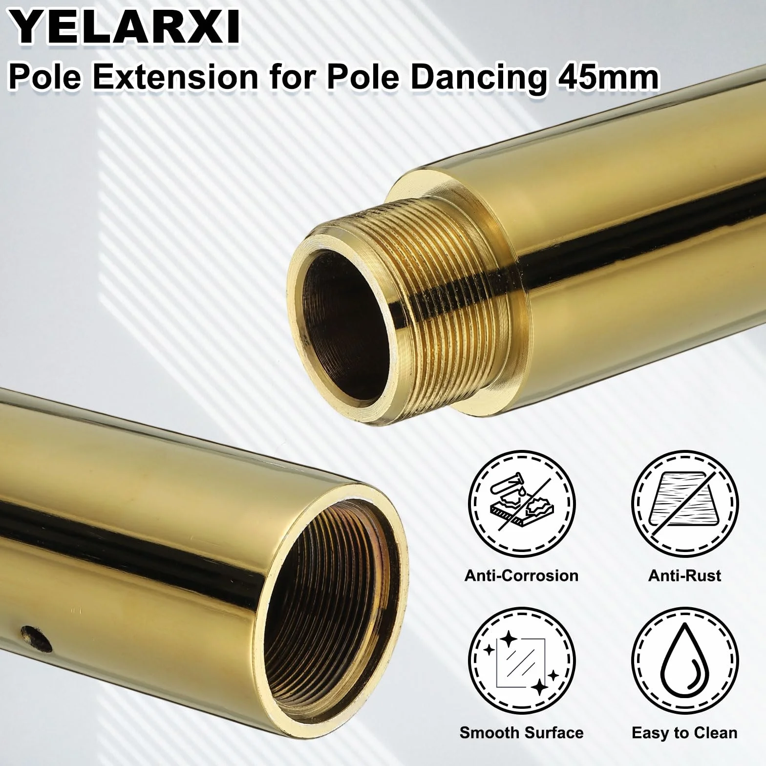 Prolunga per asta da ballo 45 mm, tubo estensibile regolabile 12,7 cm, acciaio inossidabile, oro