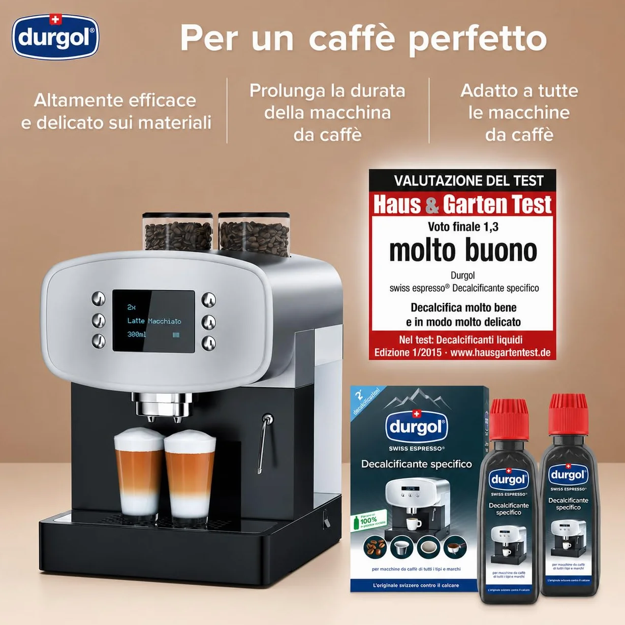 durgol swiss espresso - Decalcificante Professionale - Per tutte le marche di caffettiere - Pulizia facile: senza attesa e senza residui! - 2 flaconi da 125 ml
