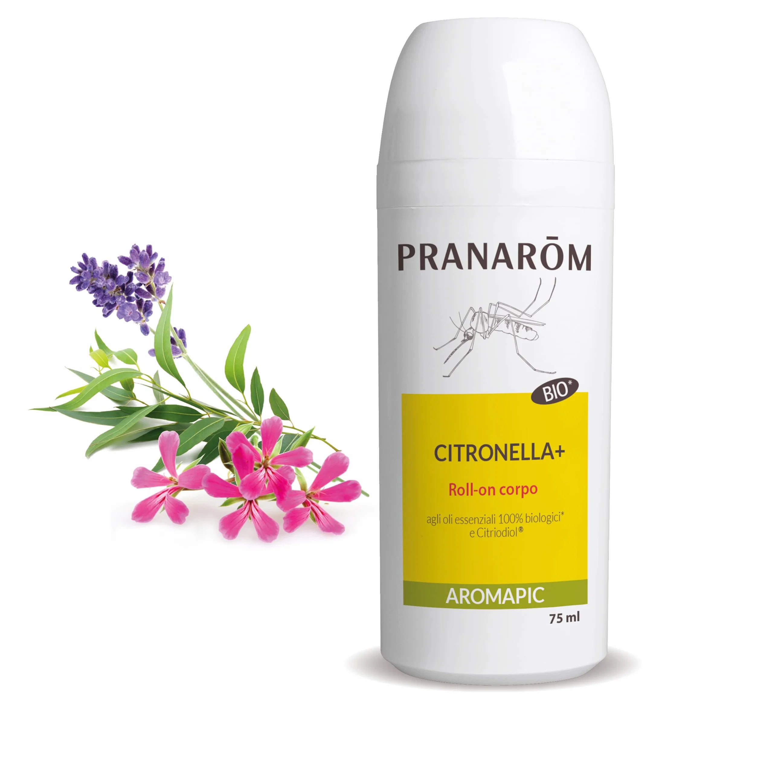 Pranarôm Aromapic Roll-on Antizanzare BIO 75 ml - Oli Essenziali Biologici - Protezione Naturale fino a 7 Ore