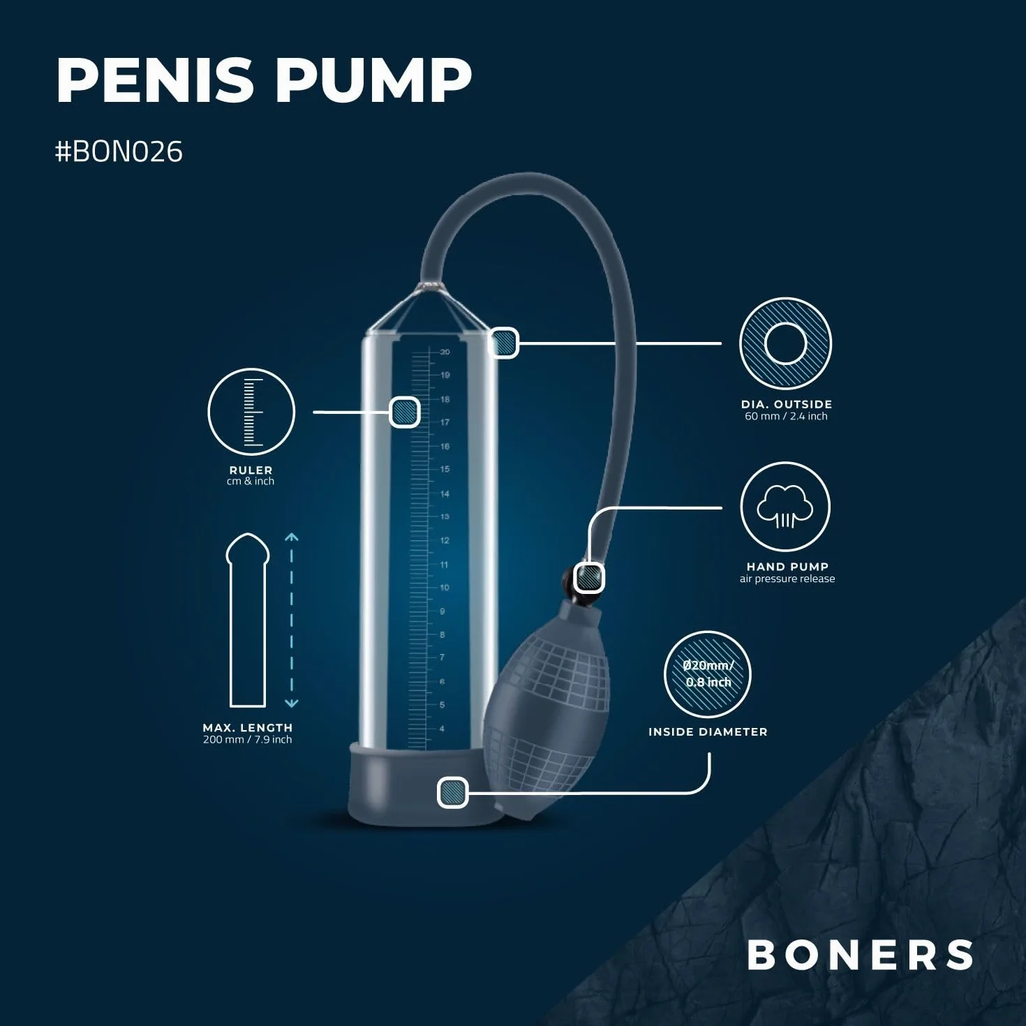 Boners Pompa del pene - Pompa per Allungare il Pene per Sottovuoto Aumentare la Durata per Ingrandimento