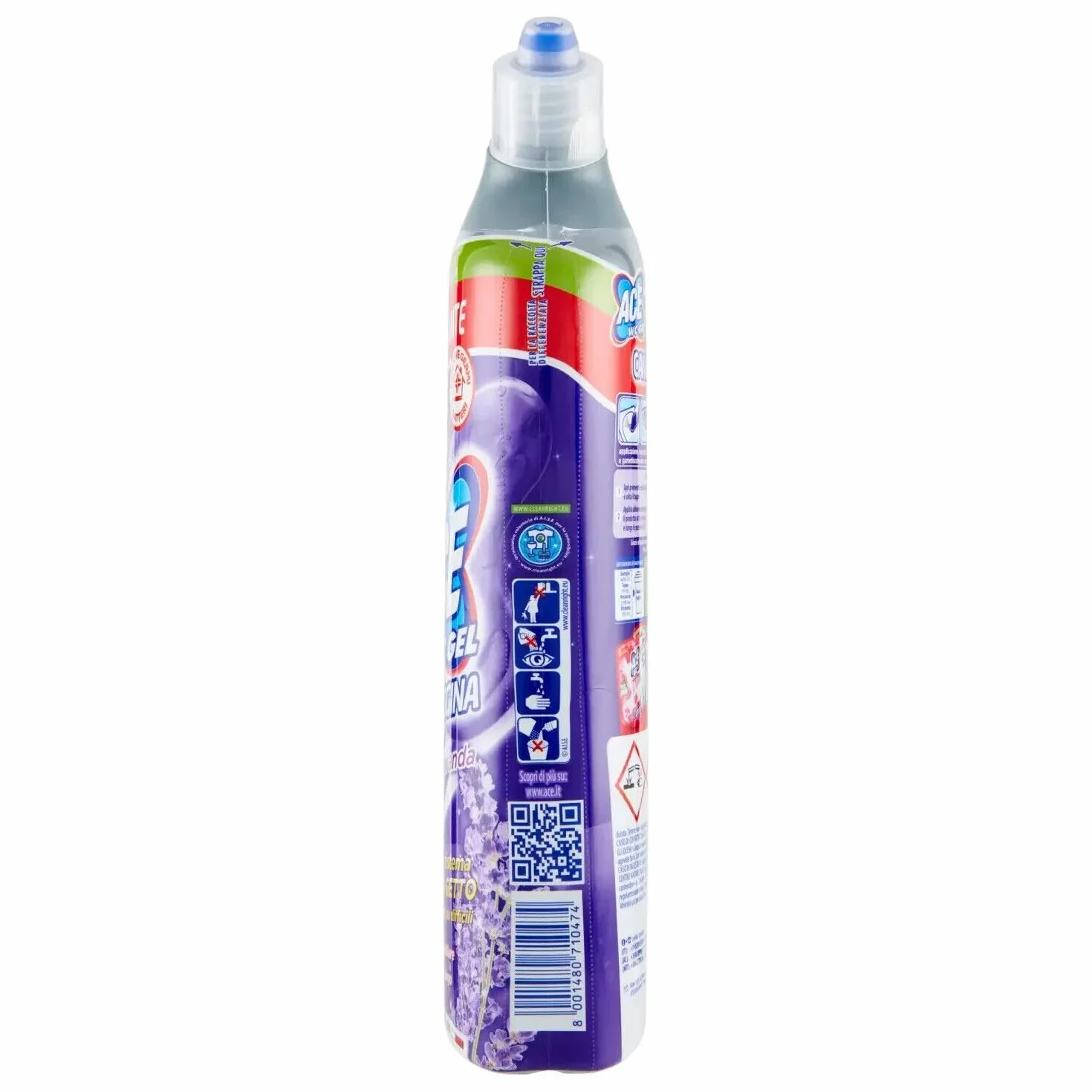Confezione da 12 gel ACE Wc con Candeggina Lavanda, detergente per WC con candeggina, profumo di lavanda, 700 ml + 1 polvere di talco FELCE AZZURRA