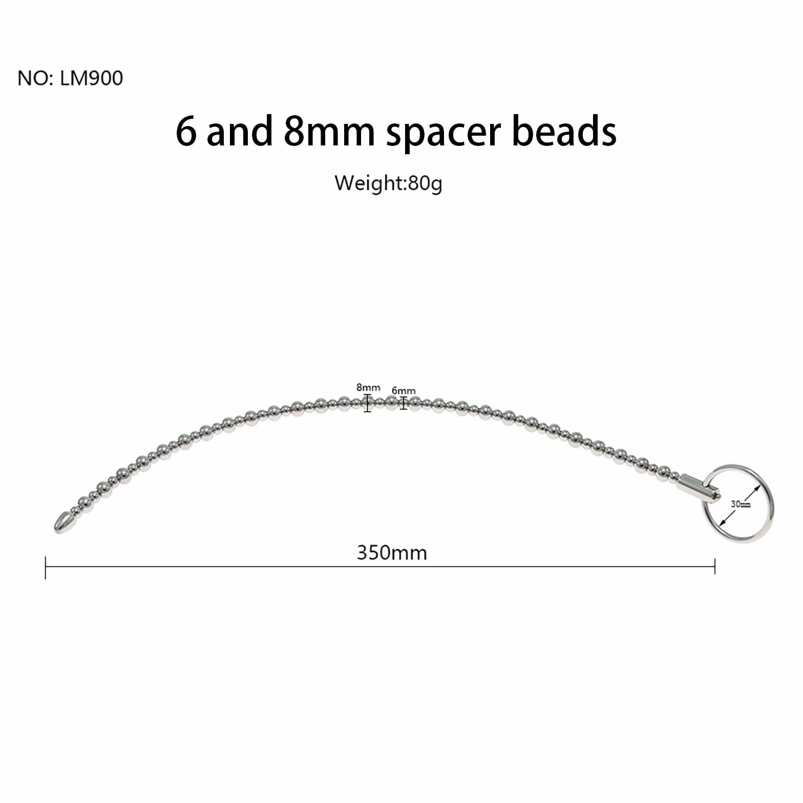 Asta da allenamento in acciaio inox con sfere lisce e anello per impugnatura, barella speciale per facilitare la minzione, set fitness maschile -D51IT (B:6+8mm)