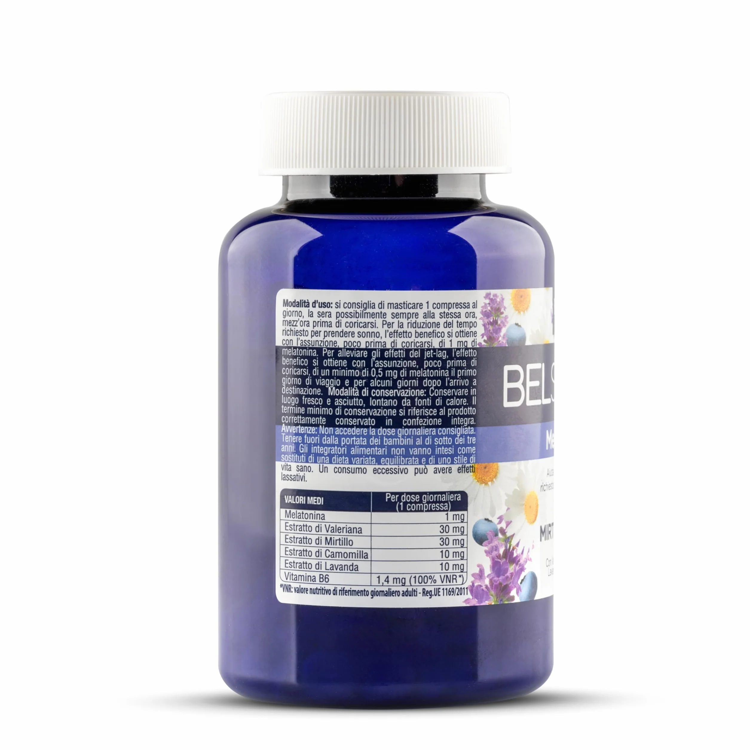 FRAU BEL SONNO Melatonina 365 Compresse Masticabili Integratore per il Sonno con Valeriana, Camomilla, Lavanda e Vitamina B6