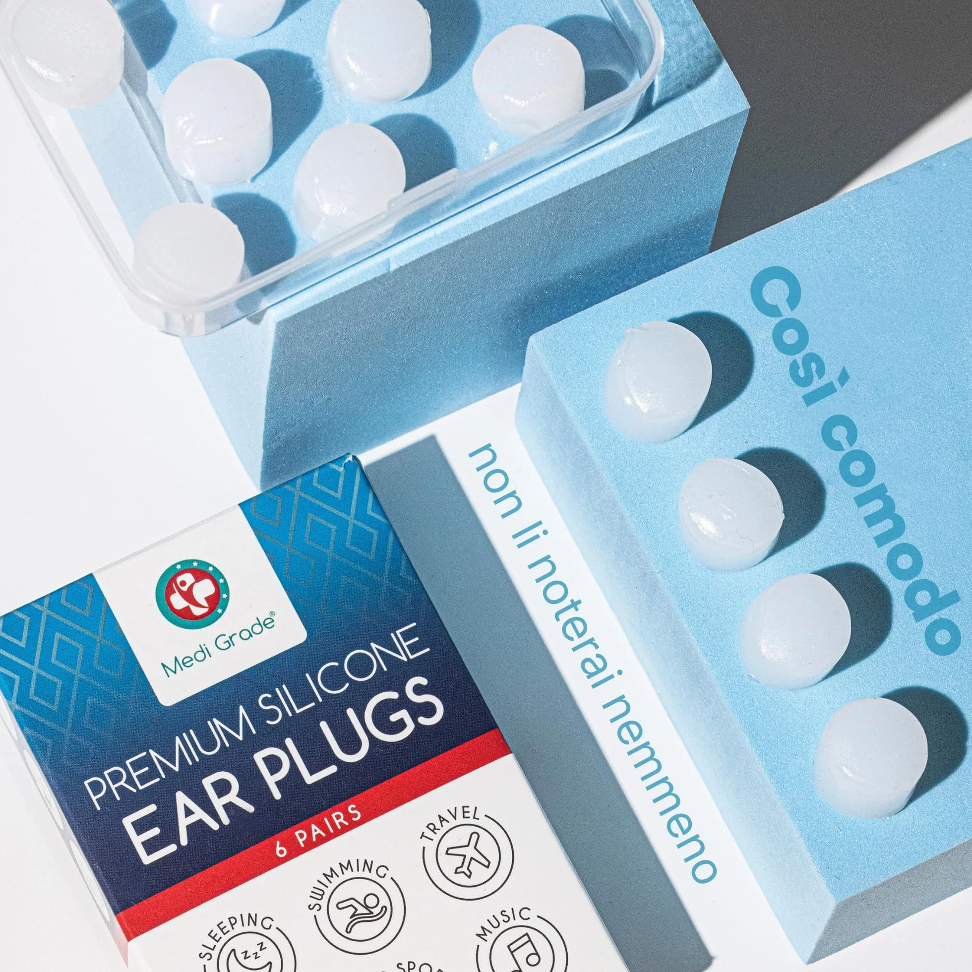 Tappi Orecchie per Dormire Medi Grade [6 Paia] - Tappi per Orecchie Antirumore, Insonorizzanti - Riduzione del Rumore, Ideali per Dormire, Studiare