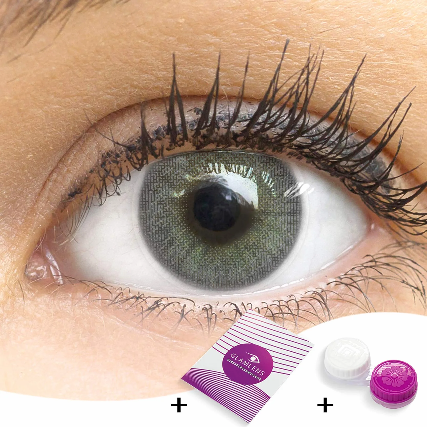 GLAMLENS Lenti a contatto colorate grigio Jasmi Dark Grey mensili silicone idrogel 2 pezzi DIA 14.0 senza correzione