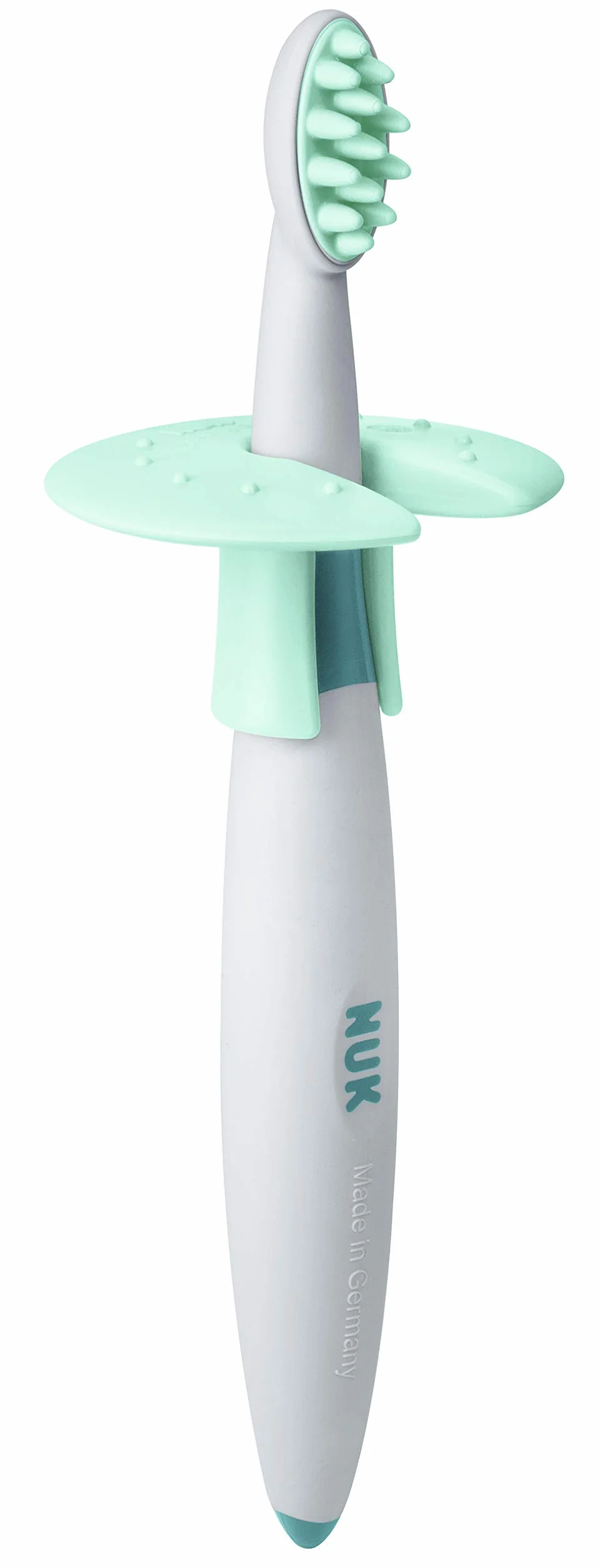 NUK Set di spazzolini da denti per imparare | 6+ mesi | Spazzolino da denti e spazzolino da denti per imparare per bambini | Anello protettivo e portaspazzolino | Senza BPA | 3 pz