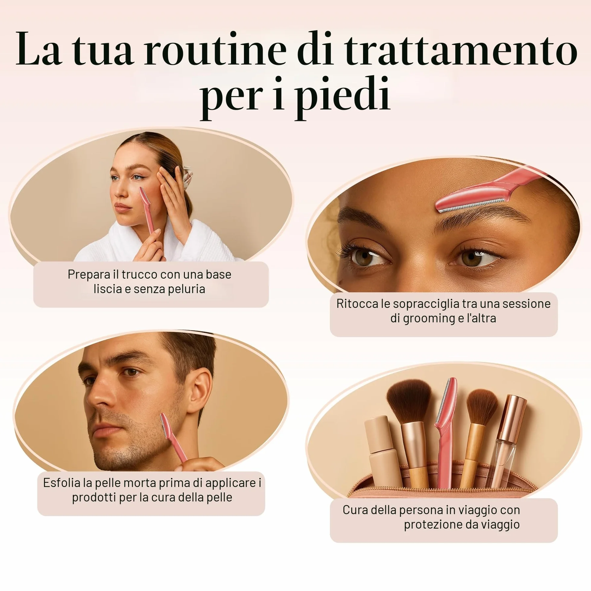 Kitsch Dermaplaning Tool Rasoi per il viso da donna 12 pezzi Corallo