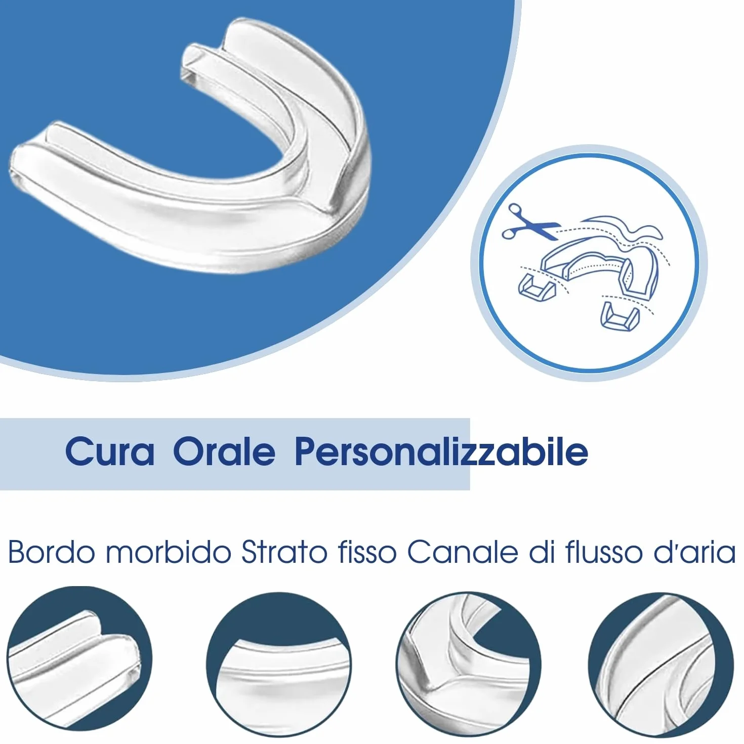 Bite Bruxismo Notturno Anti-Bruxismo Protettori Buccali 4 Pezzi 2 Taglie Scatola di Stoccaggio Dispositivo Bucale Adattabile Ridurre Rechinar Denti