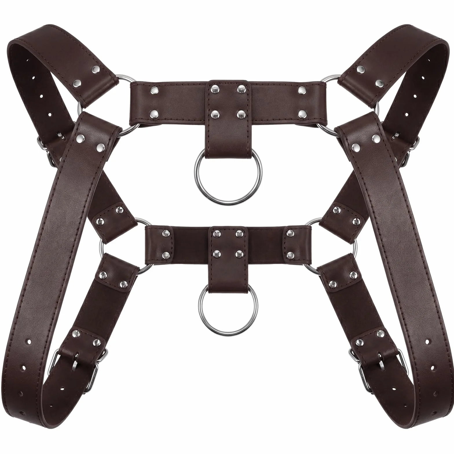 BBTO Cintura Pettorale Regolabile Uomo con Anello Fibbia Punk Costume Halloween Nero