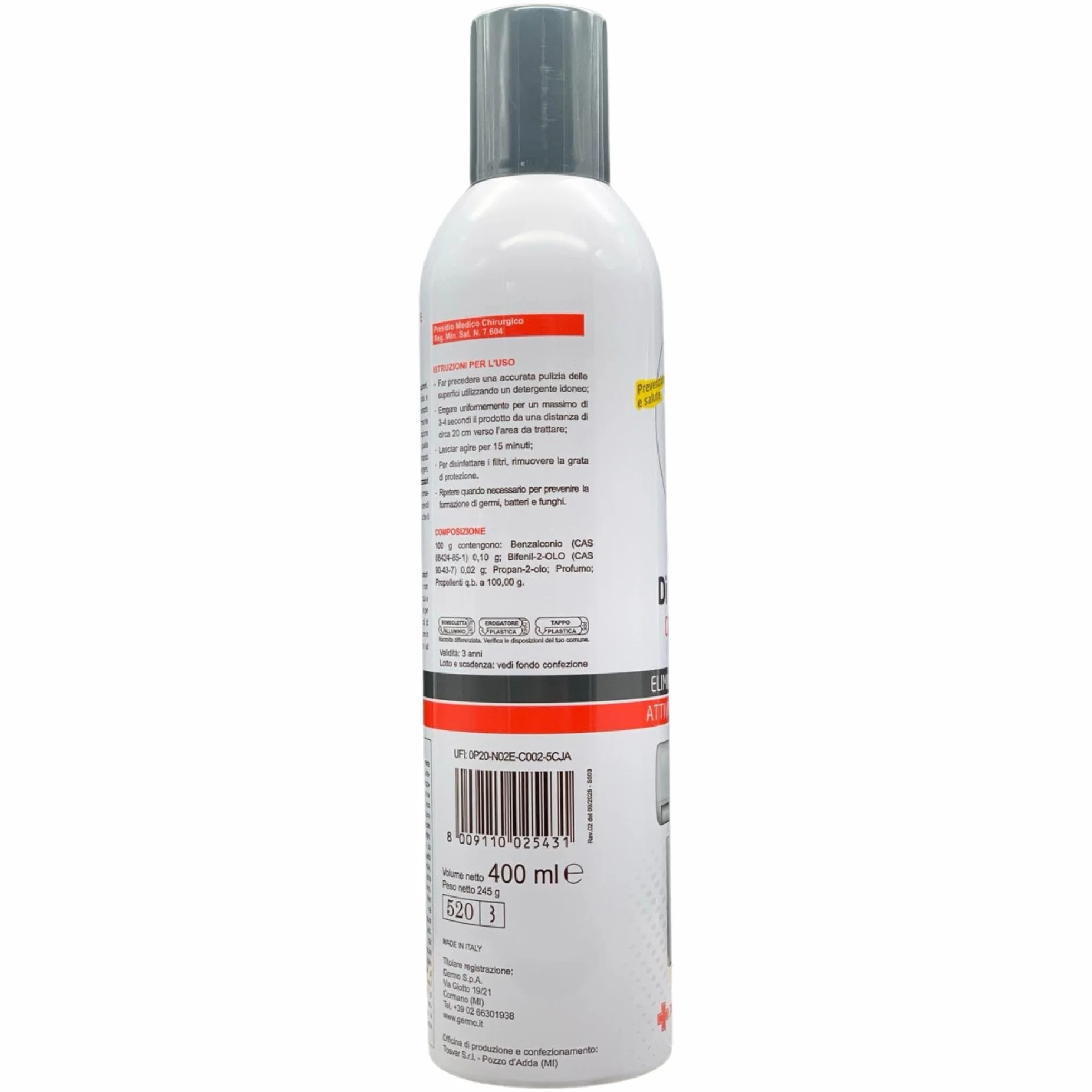 Spray Disinfettante per Climatizzatori 400ml + Guanti HDPE Monouso 100pz