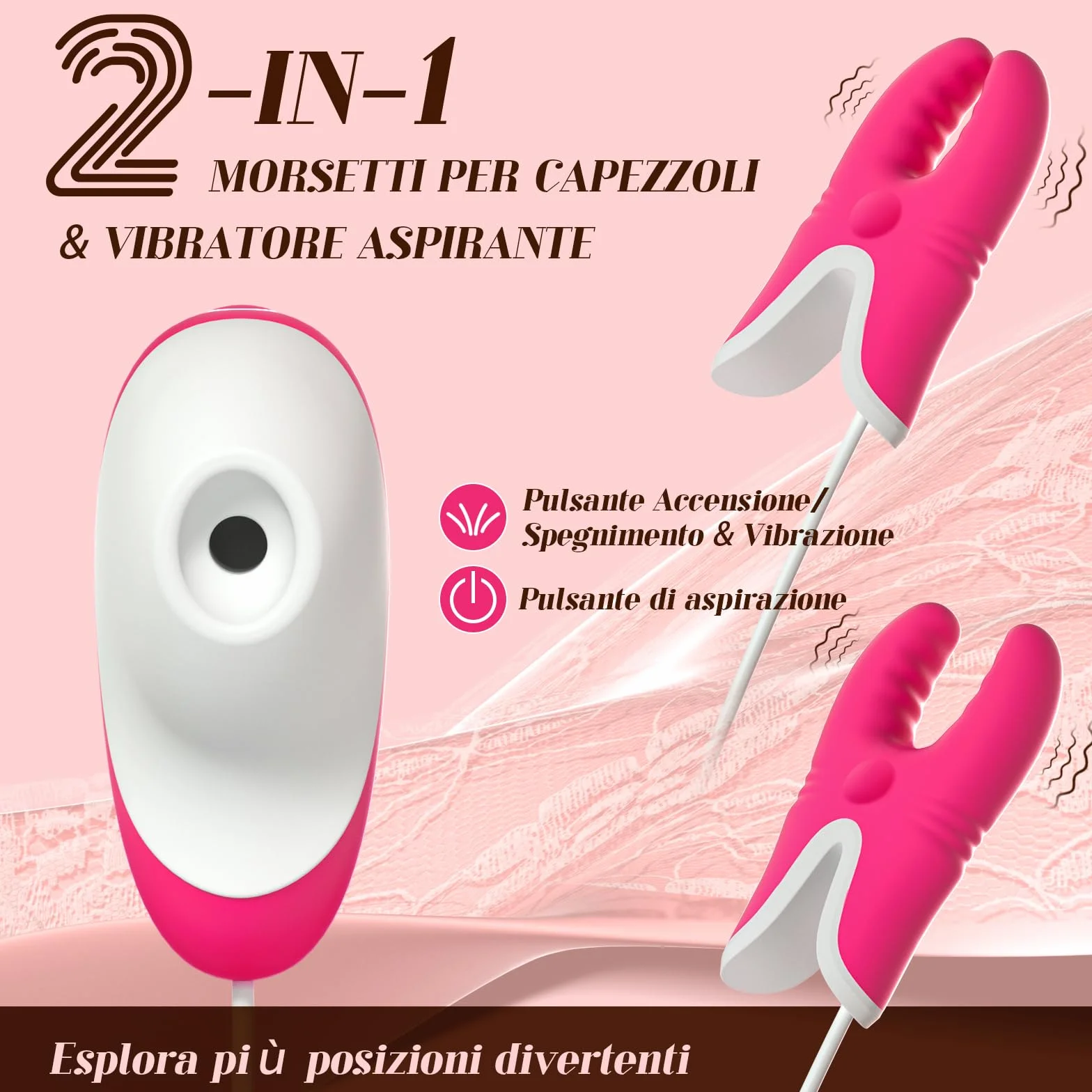 Pinze per Capezzoli Vibratore Giochi Erotiici per Coppie - Sexytoysys Vibratoreper Donna Professionale Sex Toys Succhia Stimolatore Clitoride Femminile, Vibratori Bdsm Toy Sessuali per Adulti Sexy