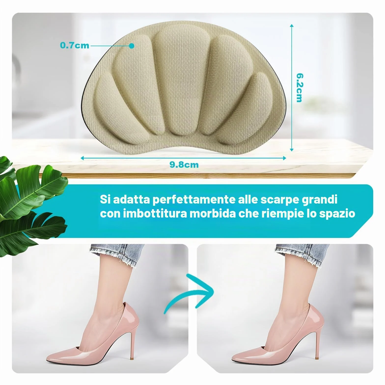 SURFOU Cuscinetti per Tallone, Protezione per Scarpe Troppo Grandi, Schiuma Viscoelastica Cuscini, Antiscivolo e Contro le Vesciche, Inserto Comodo per Uomo e Donna, 6 Paia
