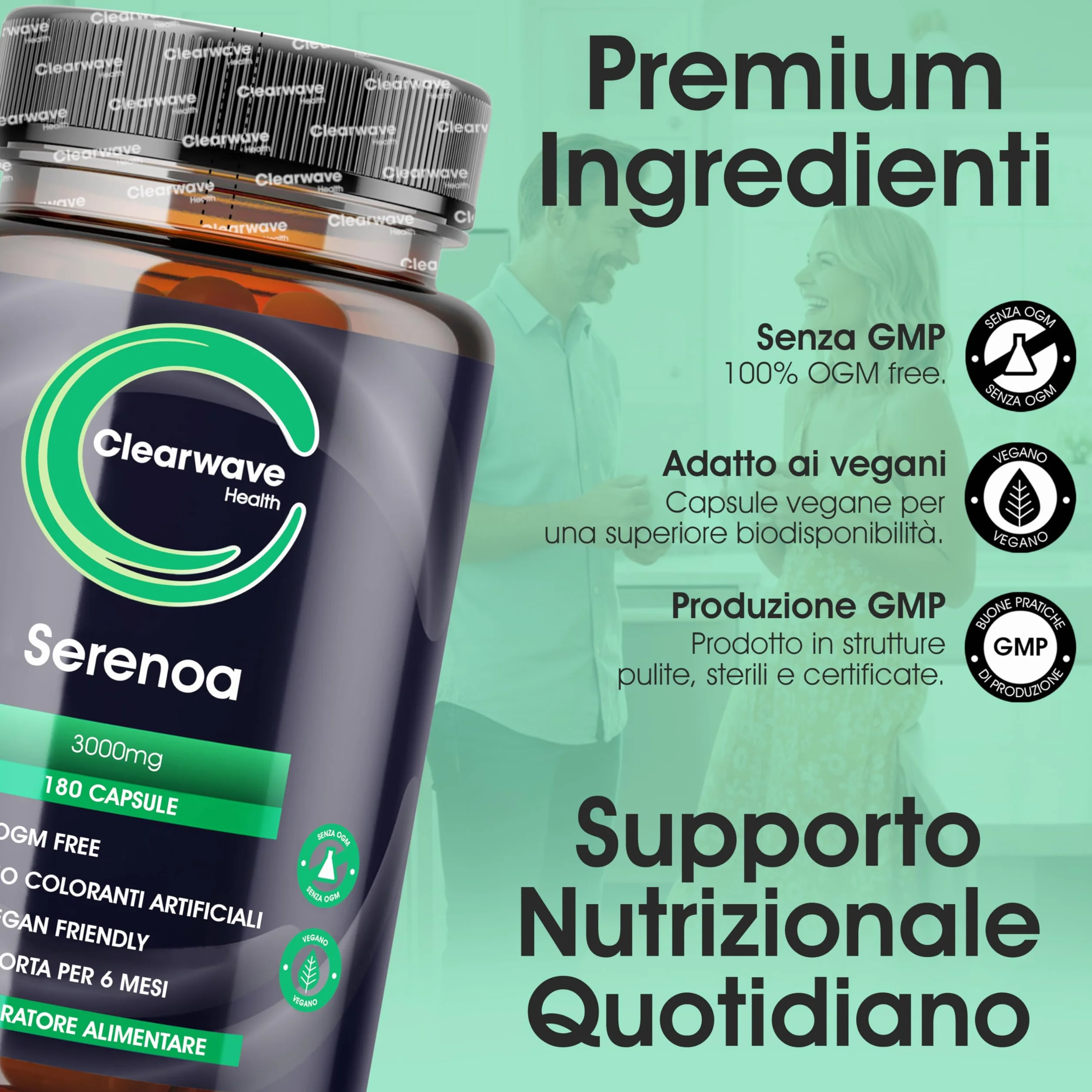 Serenoa Repens 3000 mg Integratore Prostata 180 Capsule 6 Mesi Estratto Vegano Saw Palmetto